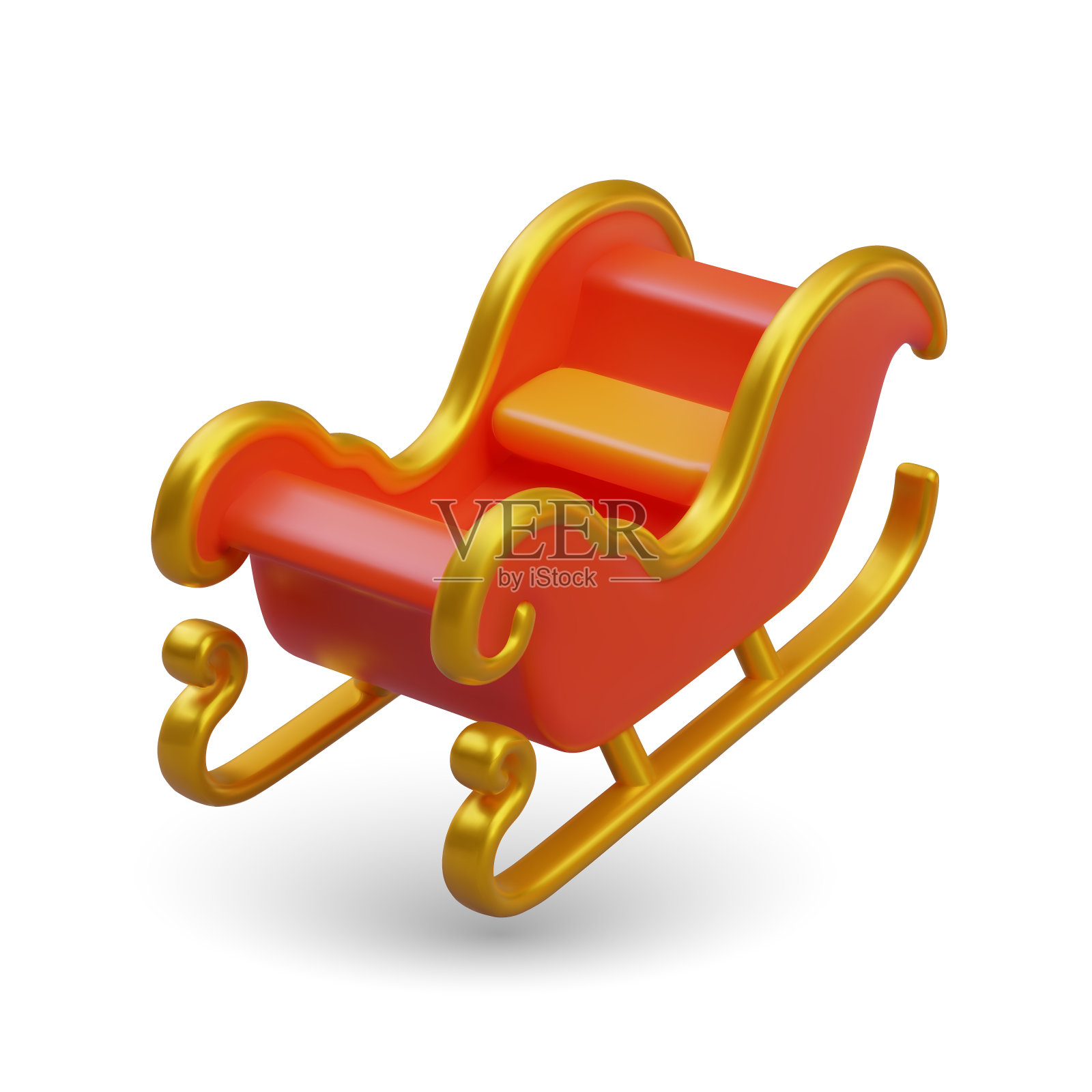 侧面看空圣诞老人雪橇的礼物。圣诞老人要进城了插画图片素材