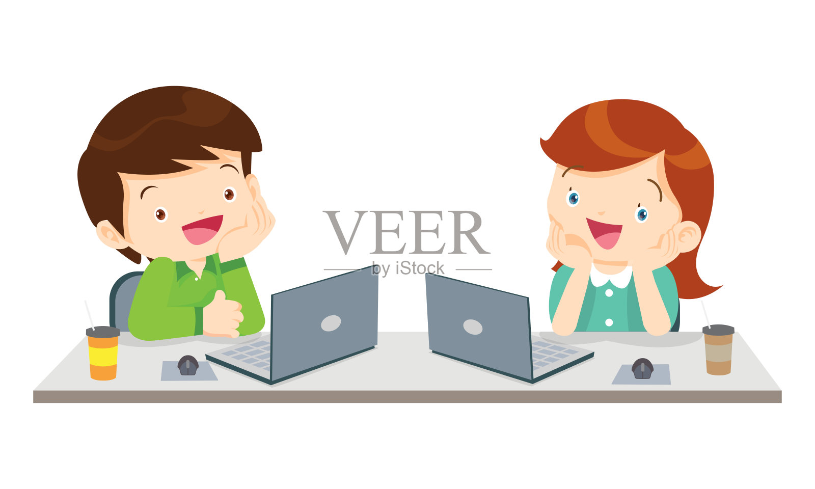 孩子在线学习教育课程2插画图片素材