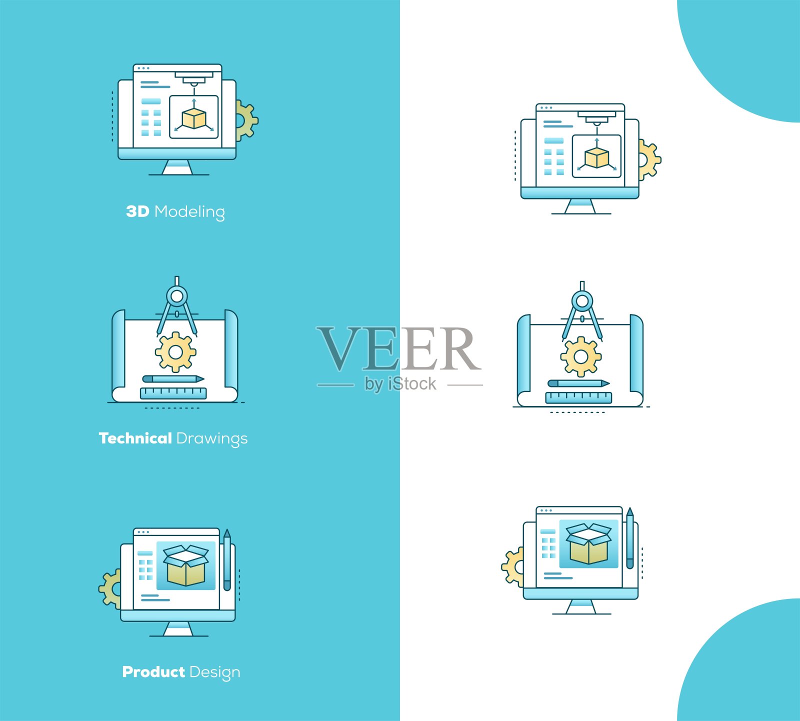 插图的产品设计，技术图纸，和3D建模。打造明天的产品。战略设计，技术插图和前沿原型插画图片素材