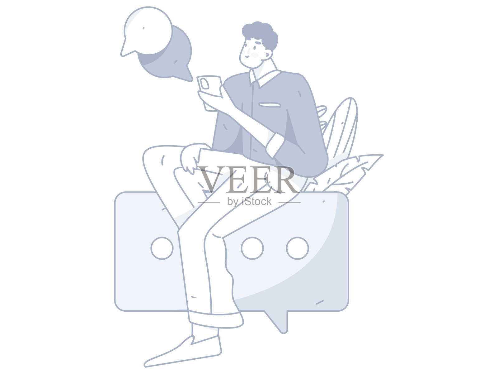 虚拟人物社会交往概念商业平面矢量手绘插画插画图片素材