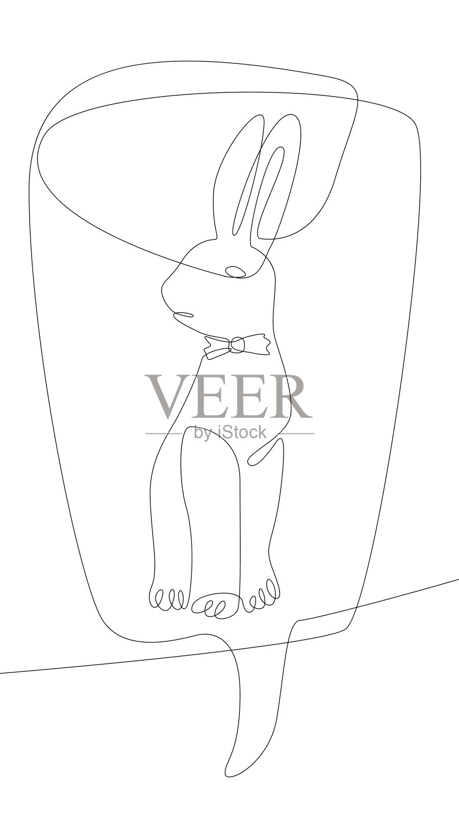 一个连续的话语泡泡与复活节兔子。细线插图矢量概念。轮廓画创意。插画图片素材