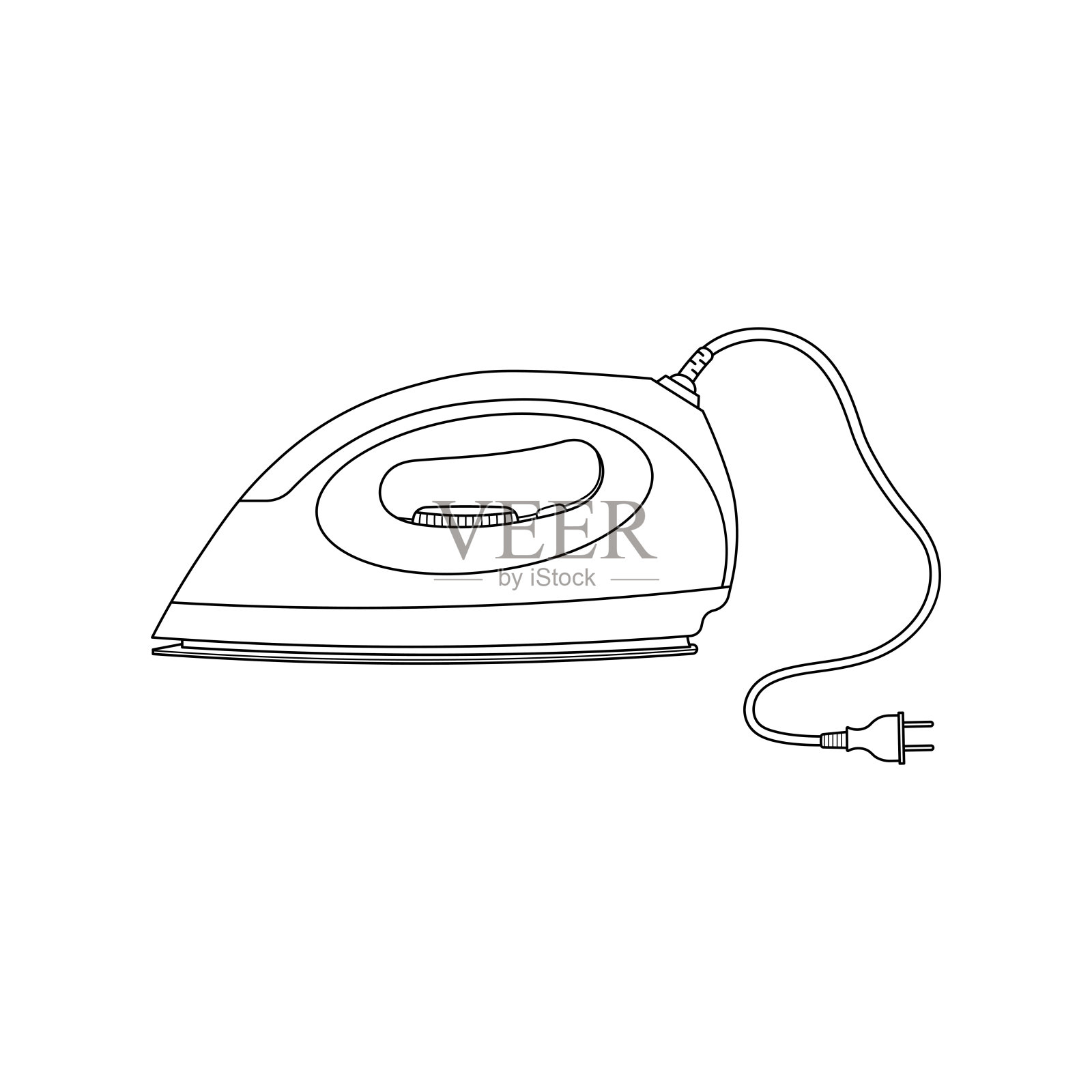 手绘的孩子画卡通矢量插图熨烫机图标孤立的白色背景插画图片素材