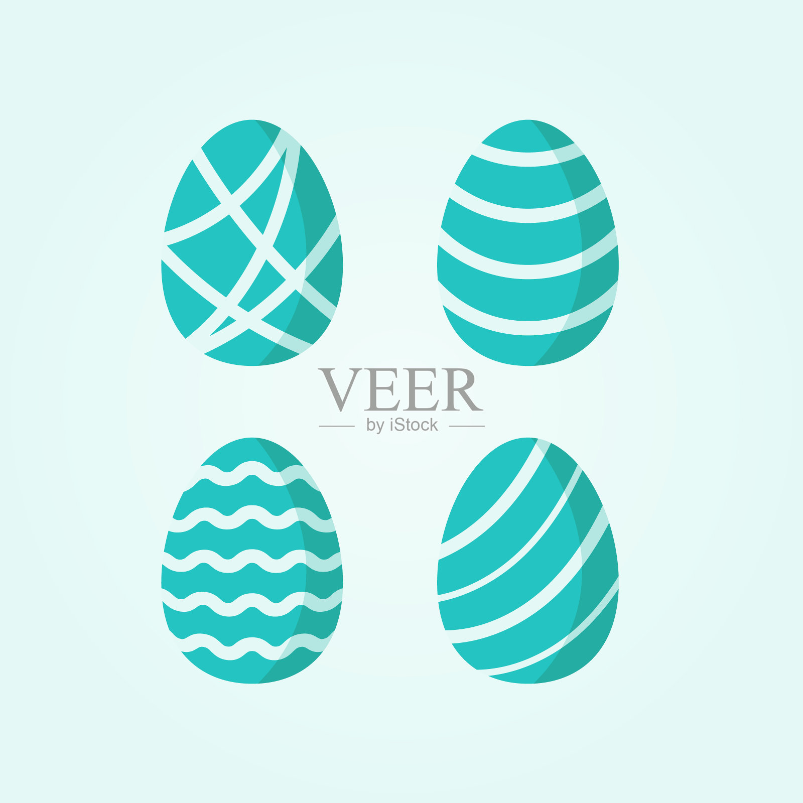 向量快乐复活节彩蛋设置蓝色插画图片素材