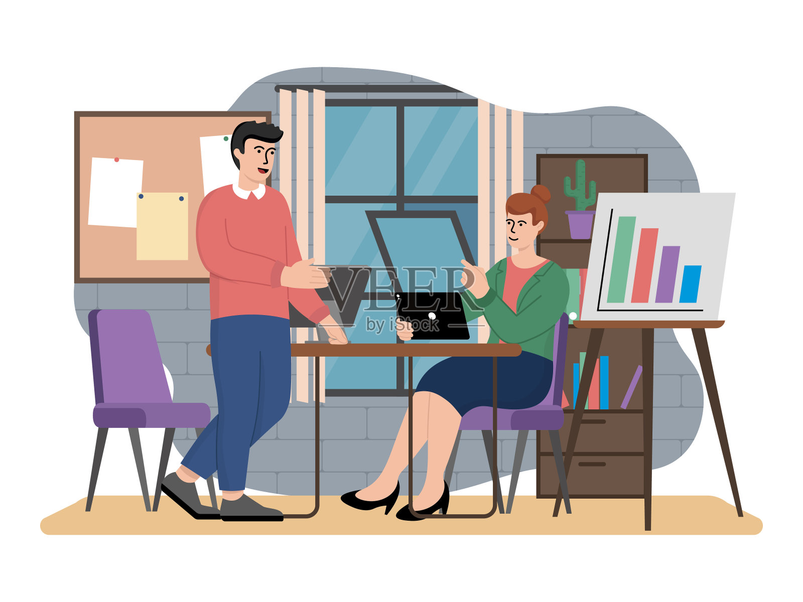 矢量图像与老板会见副主任插画图片素材