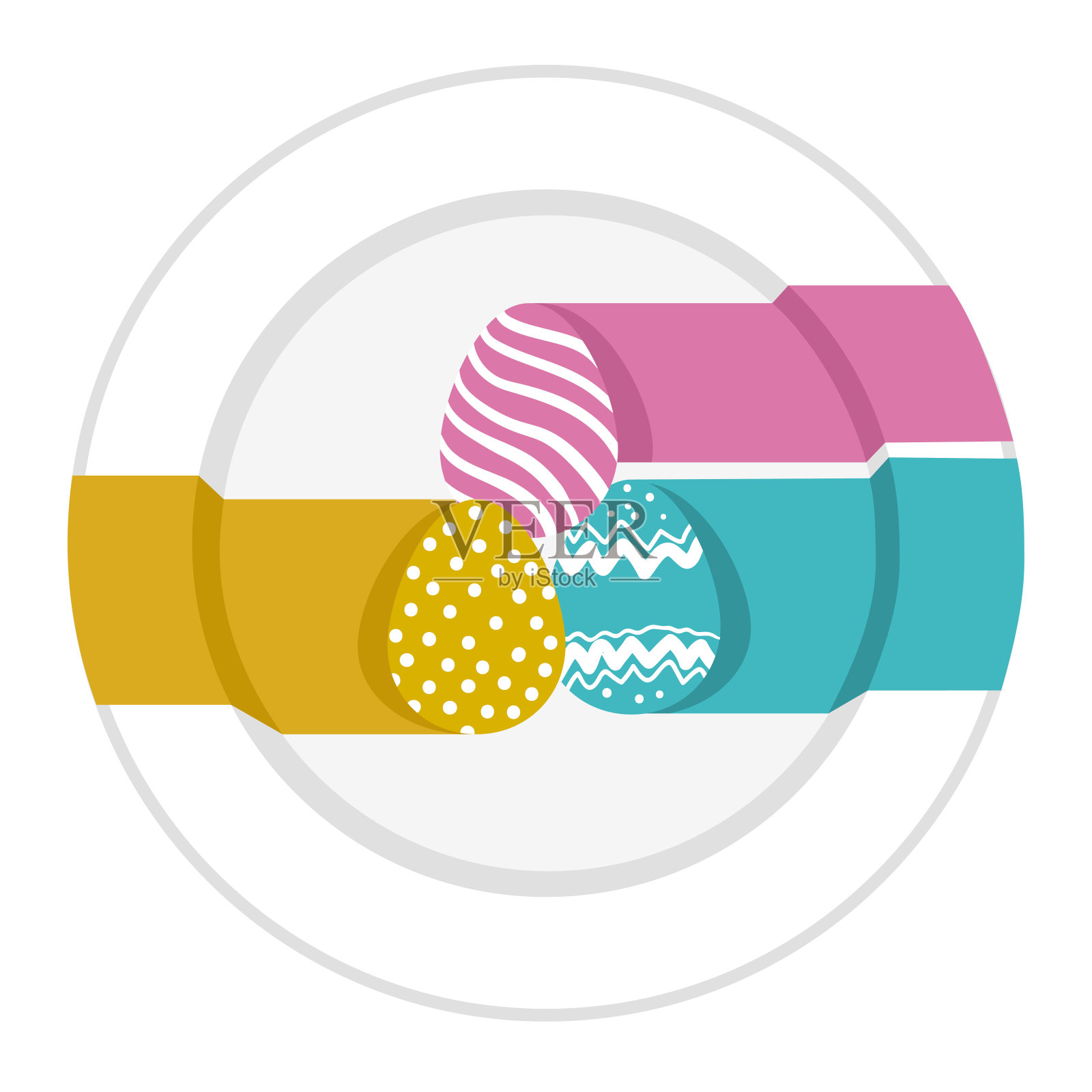 复活节彩蛋和彩带背景插画图片素材