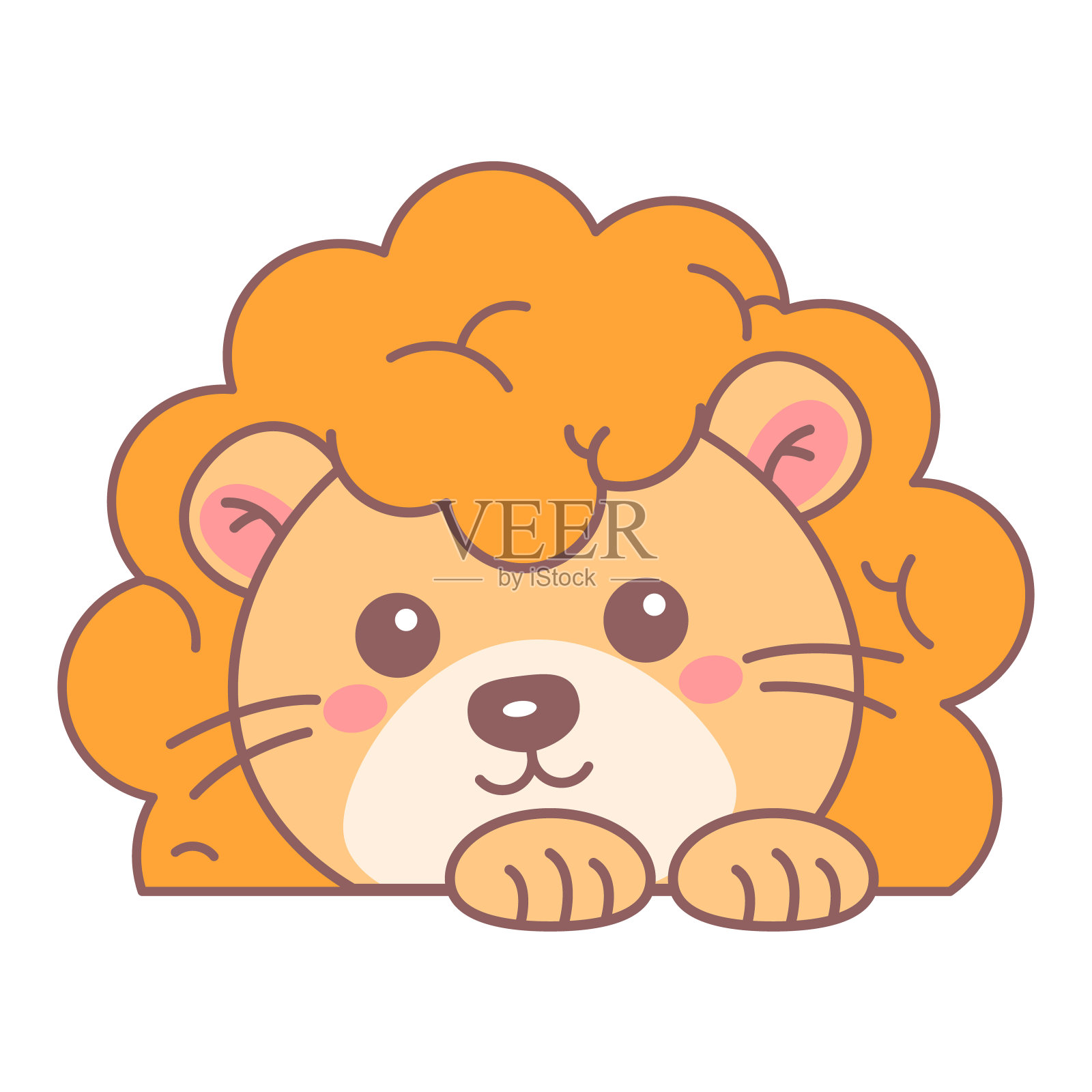 可爱的狮子头图标矢量隔离插画图片素材