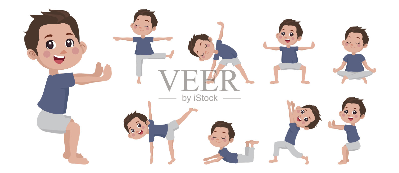 做瑜伽姿势的人插画图片素材