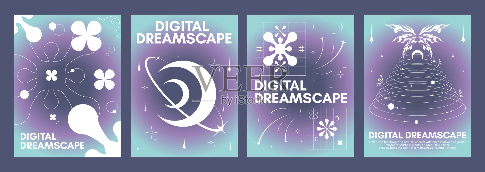 Y2k美学海报和横幅设计模板插画图片素材
