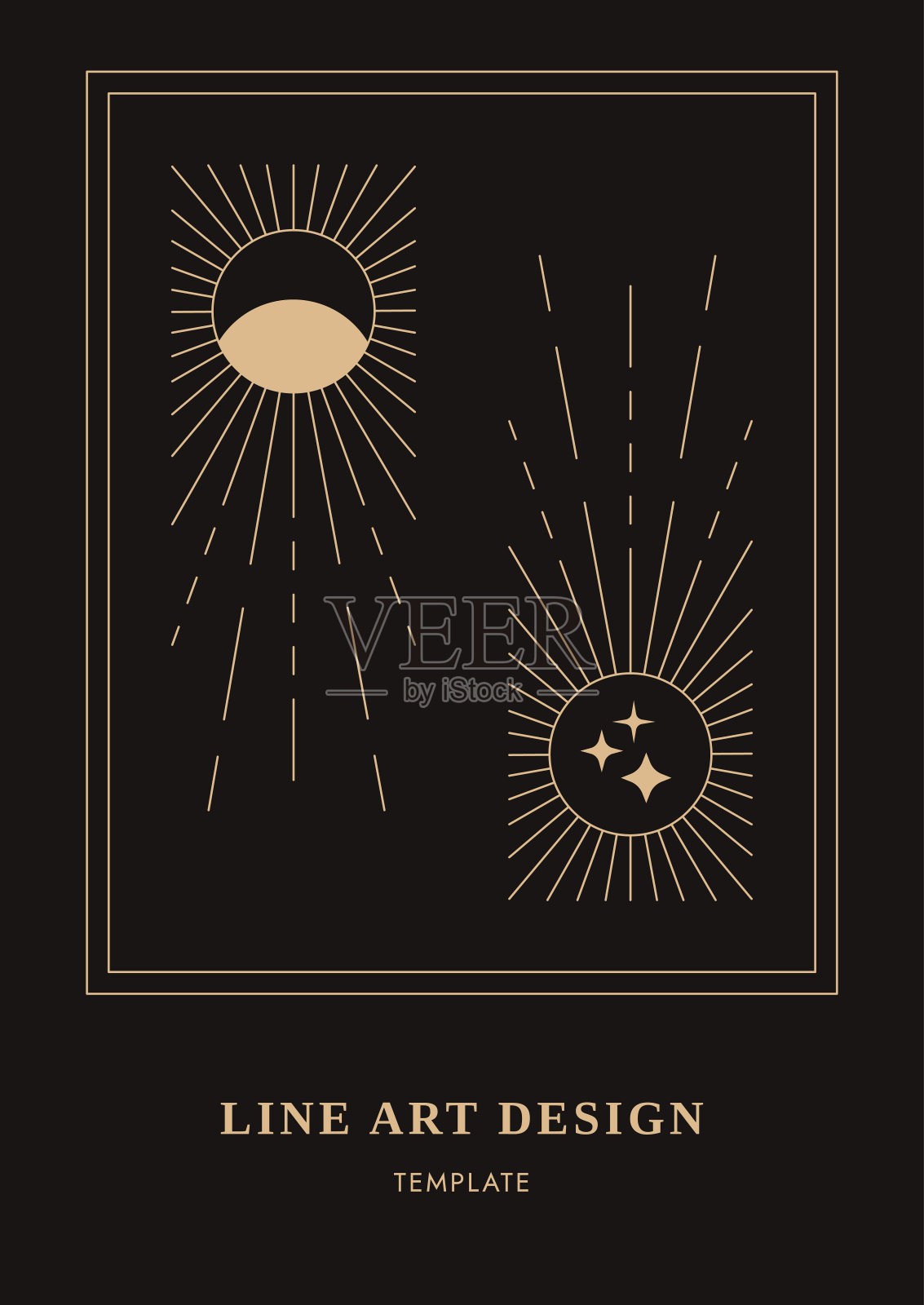 天体设计卡，装饰魔术背景，神秘卡，海报现代线艺术矢量插图插画图片素材