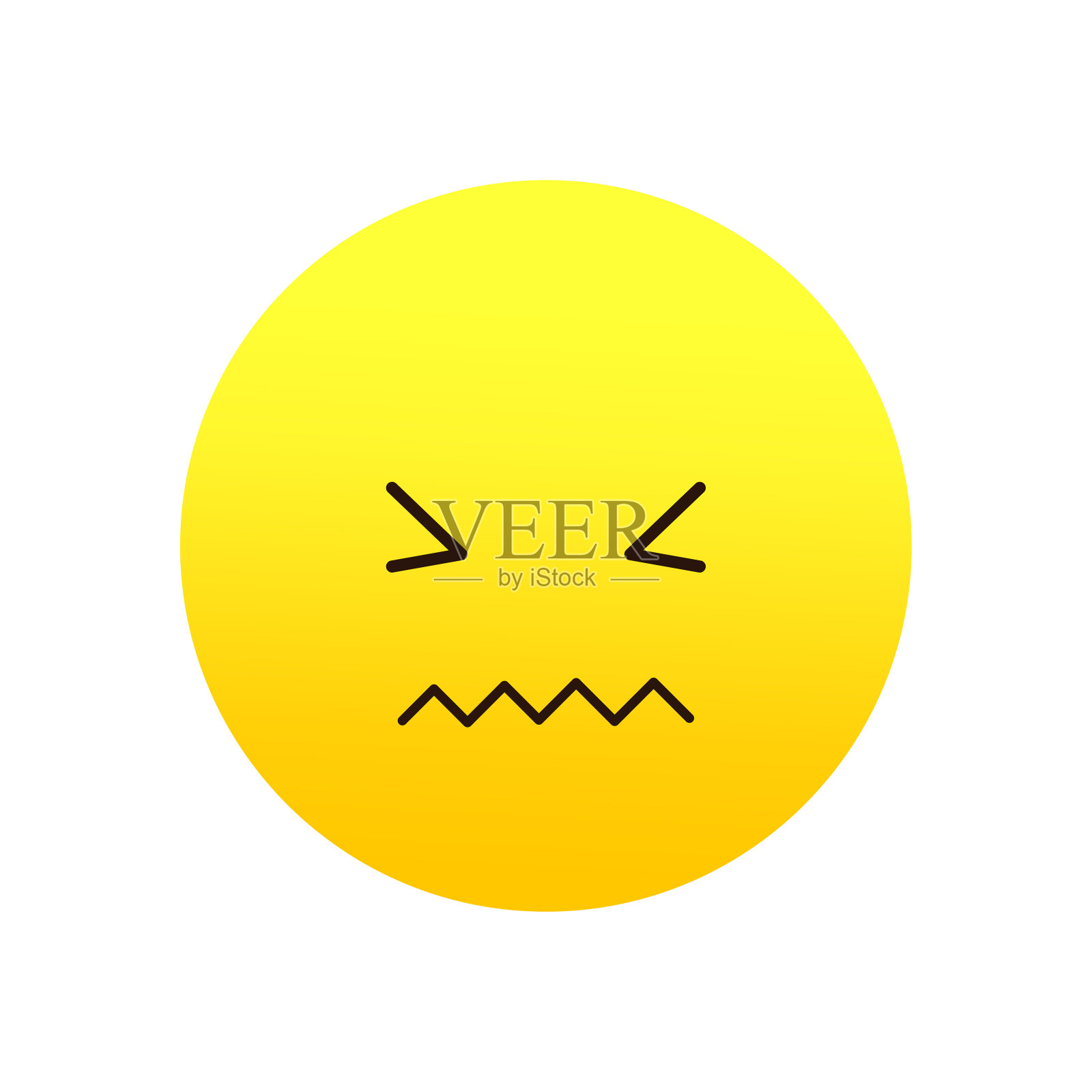 沮丧的表情，黄色的脸。恼怒不高兴的表情。简单的不满图标。矢量插图。每股收益10。插画图片素材