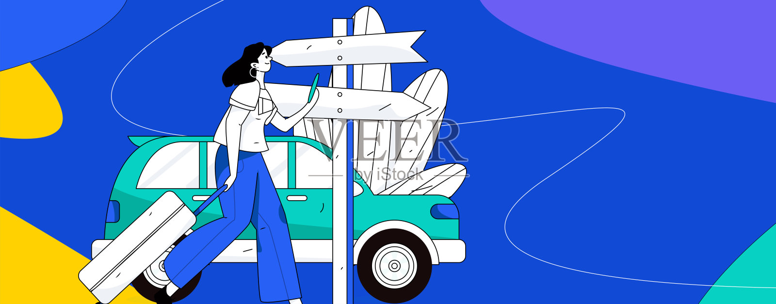 假期旅游旅游人物互联网背景矢量手绘插画插画图片素材