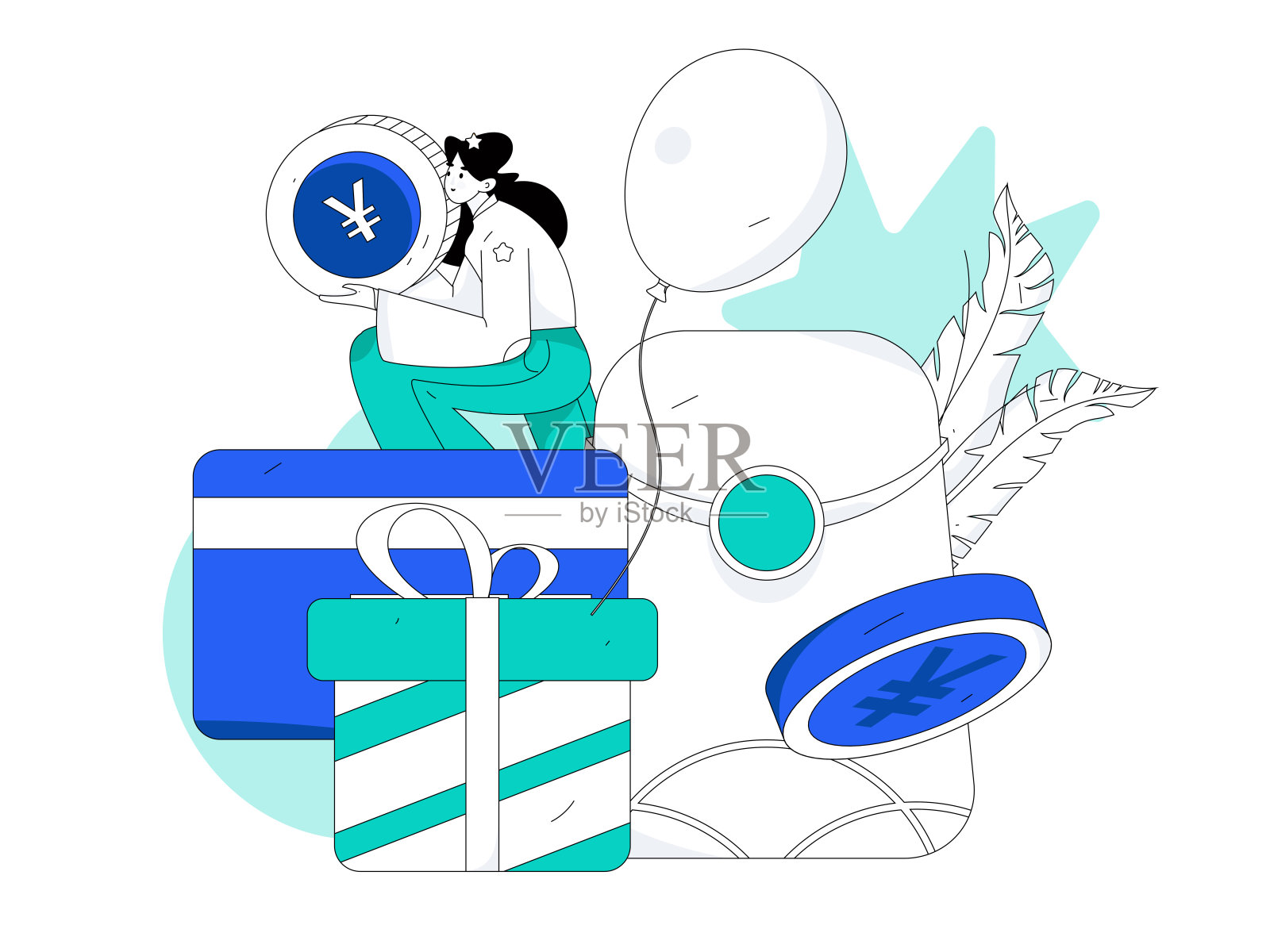 假日购物的人做电子商务网上购物平面矢量概念操作手绘插图插画图片素材