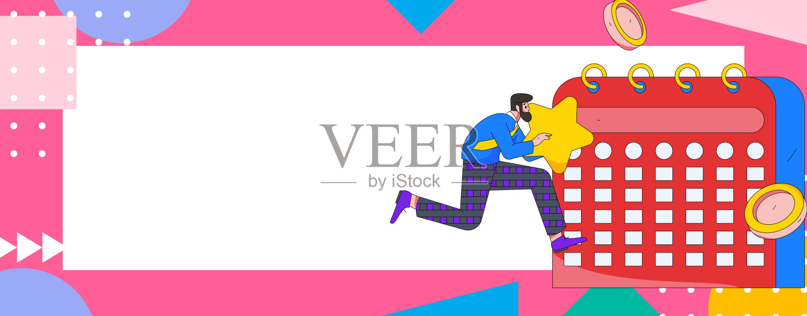 签到字符平面矢量概念操作手绘插图插画图片素材