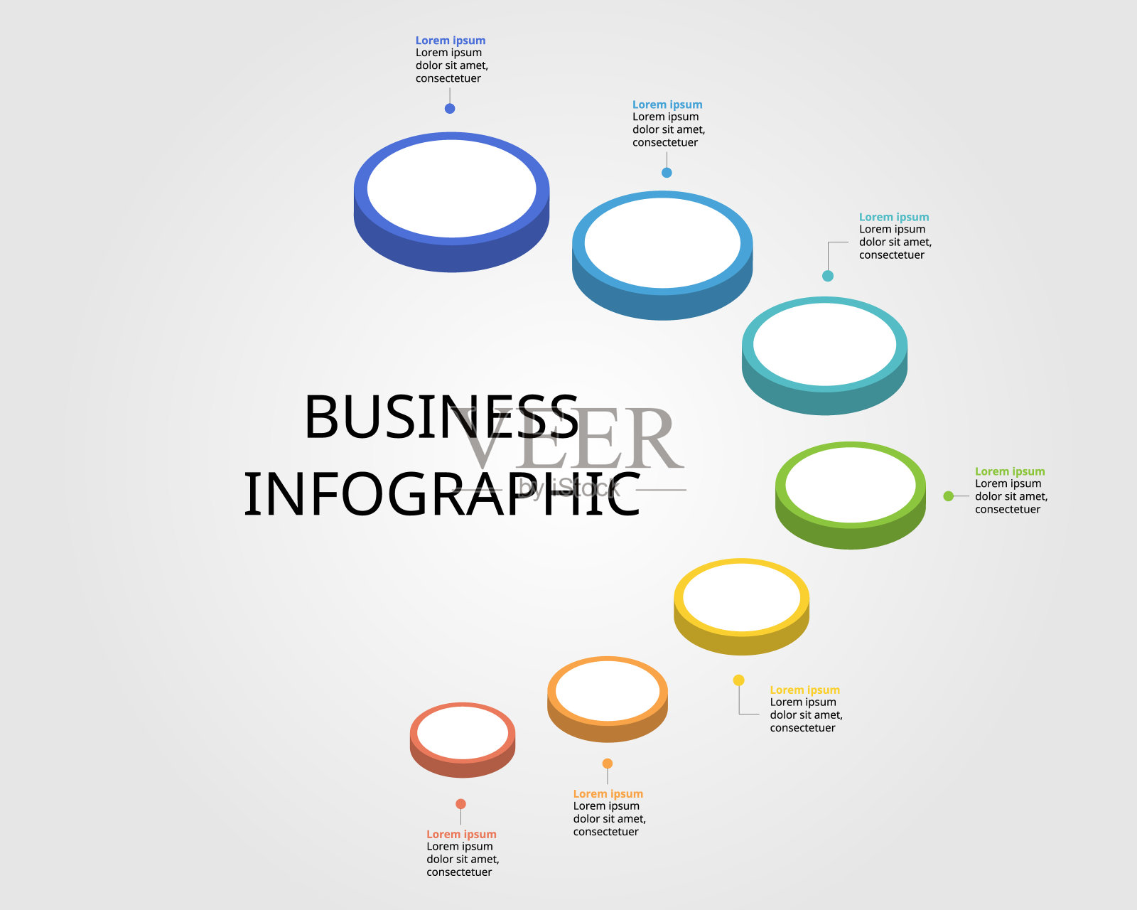圆圈模板步骤的信息图表表示为7个元素插画图片素材