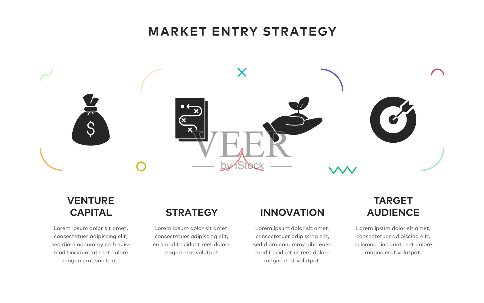 市场进入策略概念信息图表设计插画图片素材