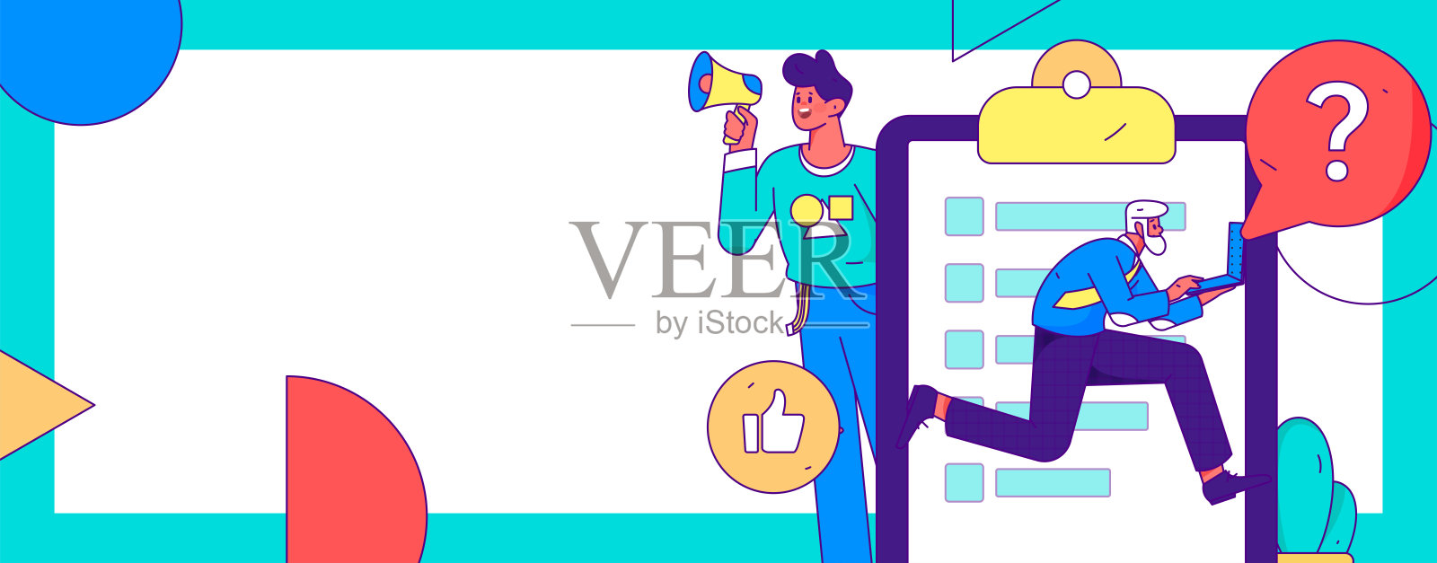 邀请朋友进行问卷平面矢量概念操作手绘插画插画图片素材