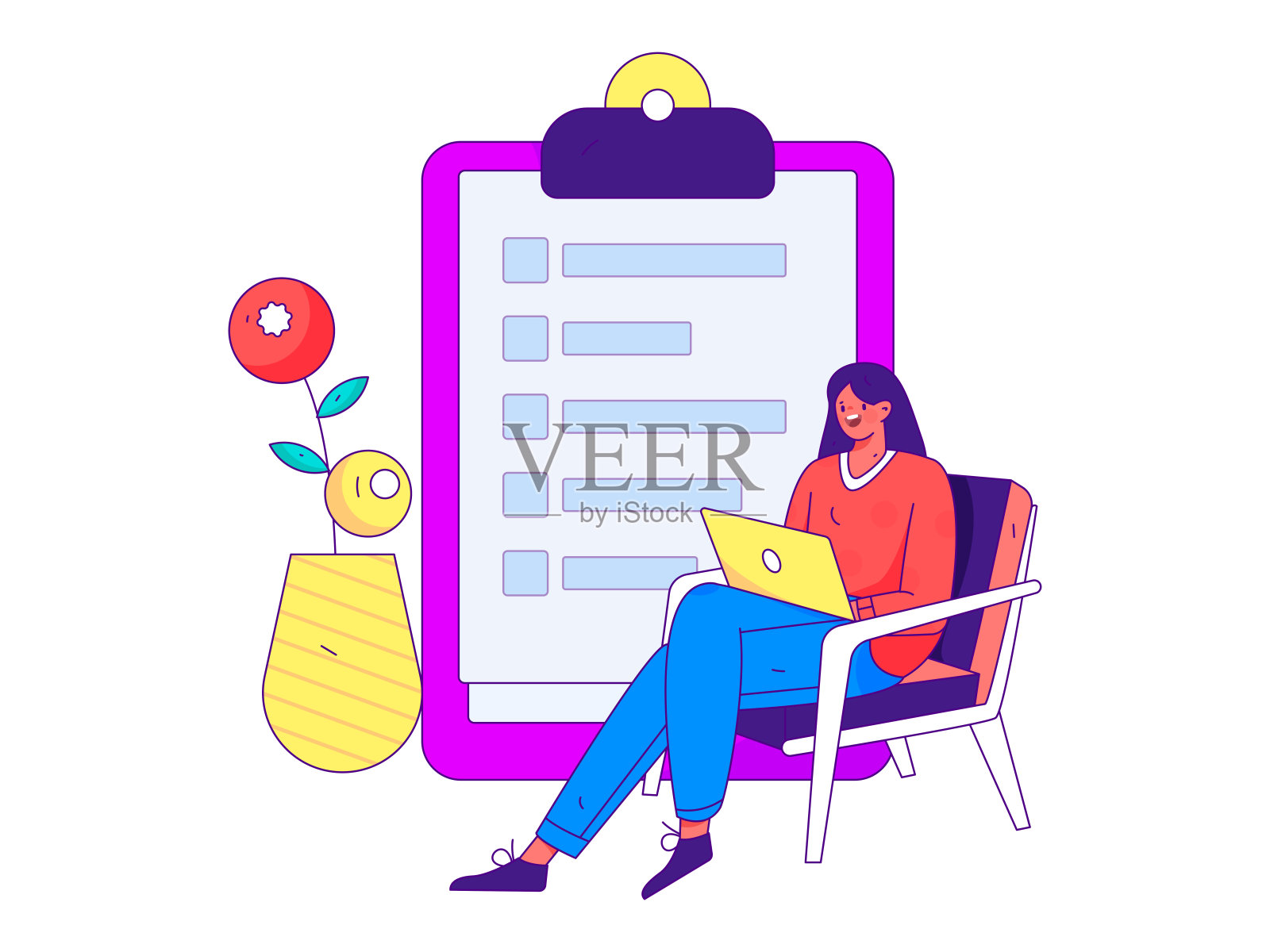 邀请朋友进行问卷平面矢量概念操作手绘插画插画图片素材