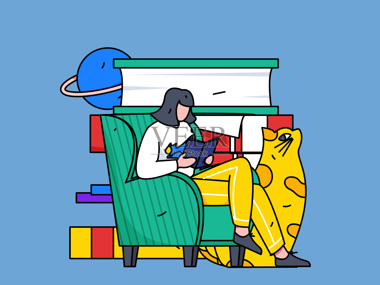 教育和学习的人平面矢量概念手绘插图插画图片素材