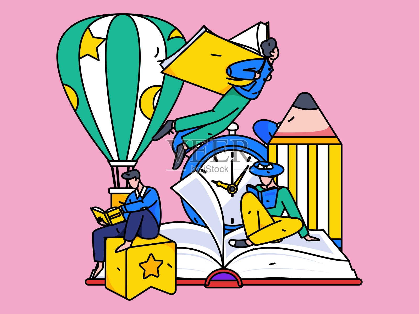 教育和学习的人平面矢量概念手绘插图插画图片素材