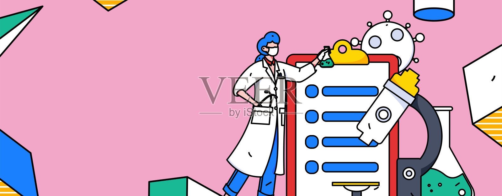 医生检查病人平面矢量概念操作手绘插图插画图片素材