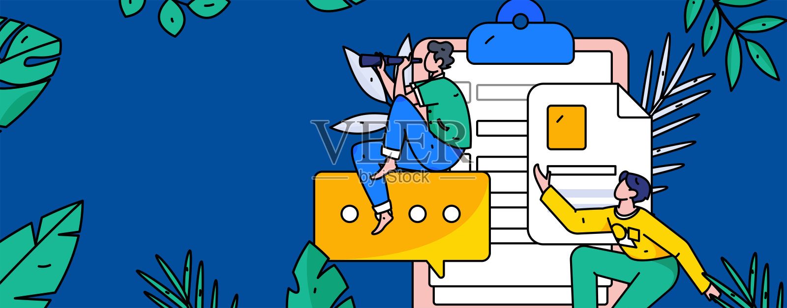 邀请朋友进行问卷平面矢量概念操作手绘插画插画图片素材