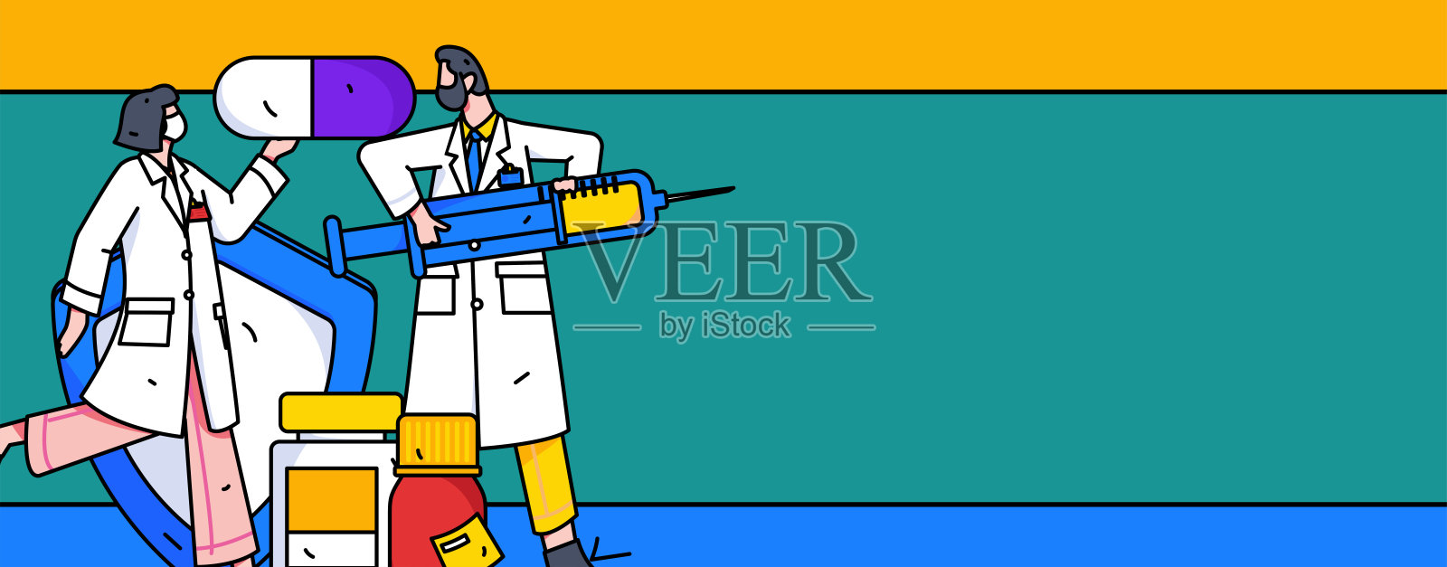 医学人物抗击疫情的平面矢量概念操作手绘插图插画图片素材