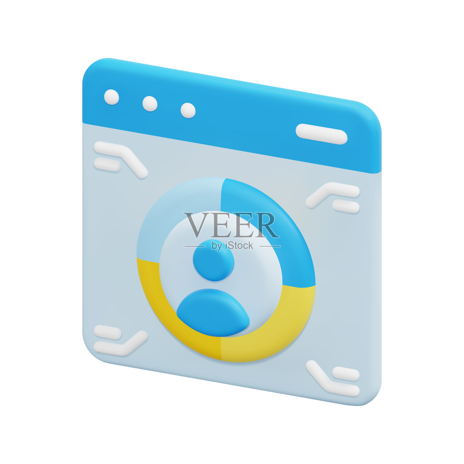 三维矢量数据分析图标。孤立在白色背景上。三维市场研究，商业和营销概念。卡通极简风格。3d消费者行为图标矢量渲染图。插画图片素材