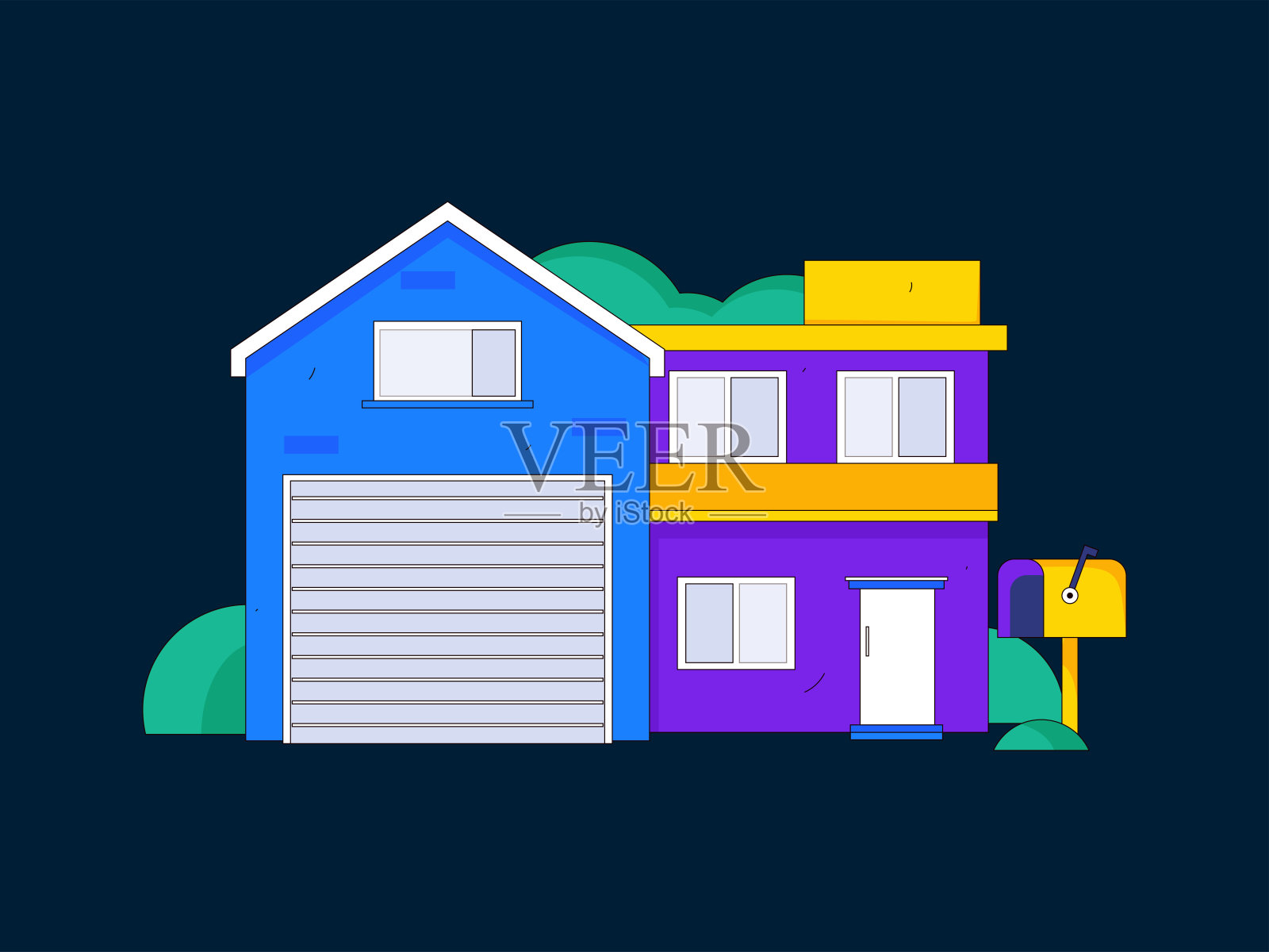 房屋建筑矢量概念操作手绘插图插画图片素材