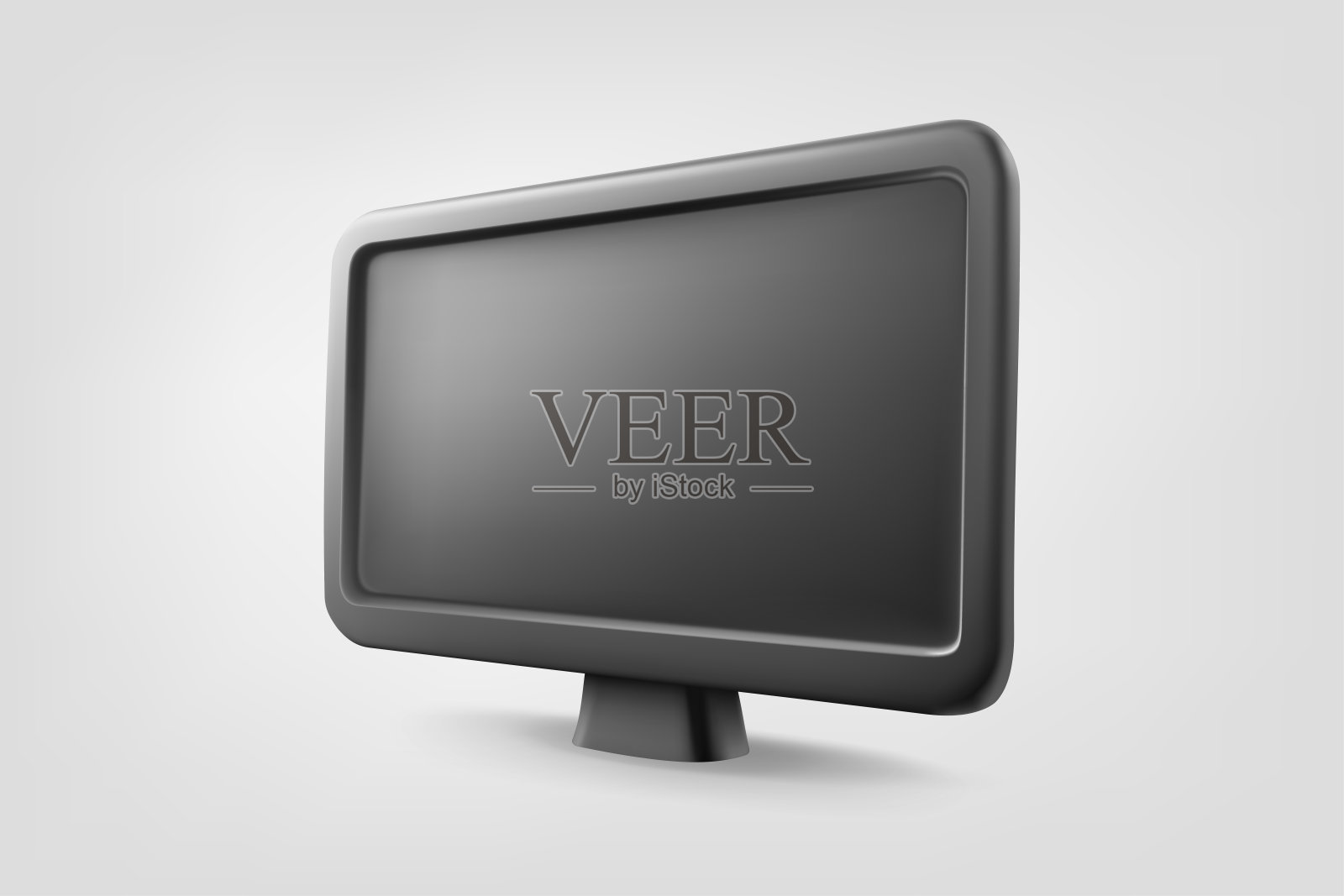 黑色现代电视与空屏幕隔离在白色背景。三维矢量图插画图片素材