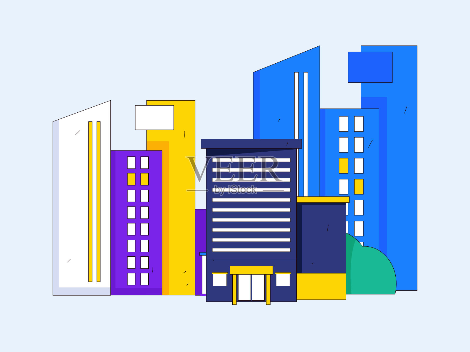 房屋建筑矢量概念操作手绘插图插画图片素材