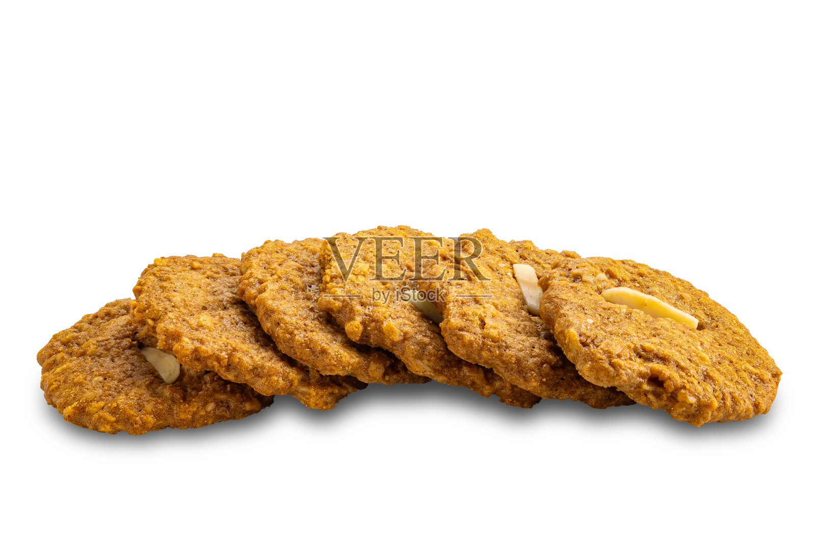 高角度看一堆酥脆可口的椰子饼干。照片摄影图片