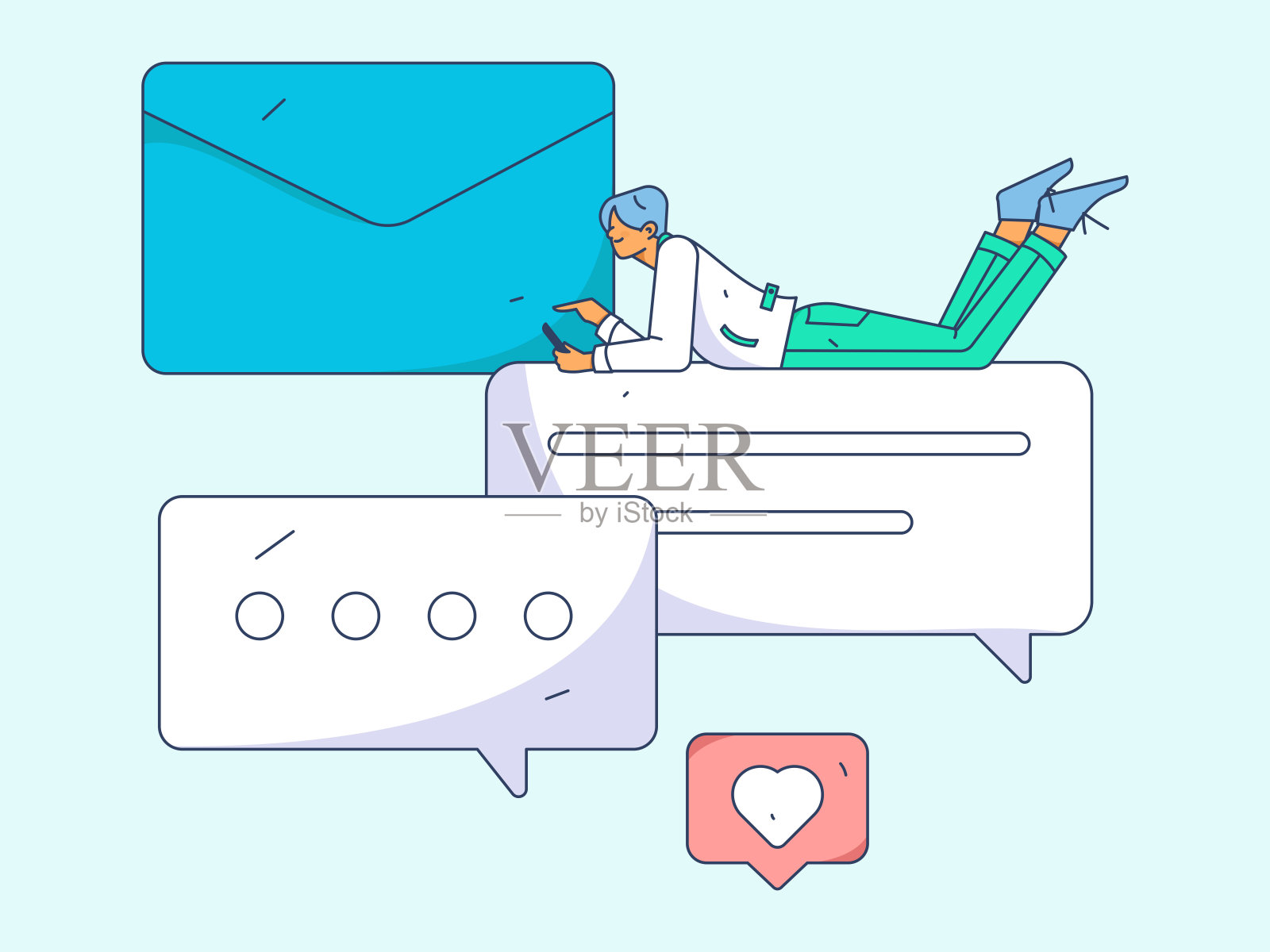 虚拟人物社会交往概念商业平面矢量手绘插画插画图片素材