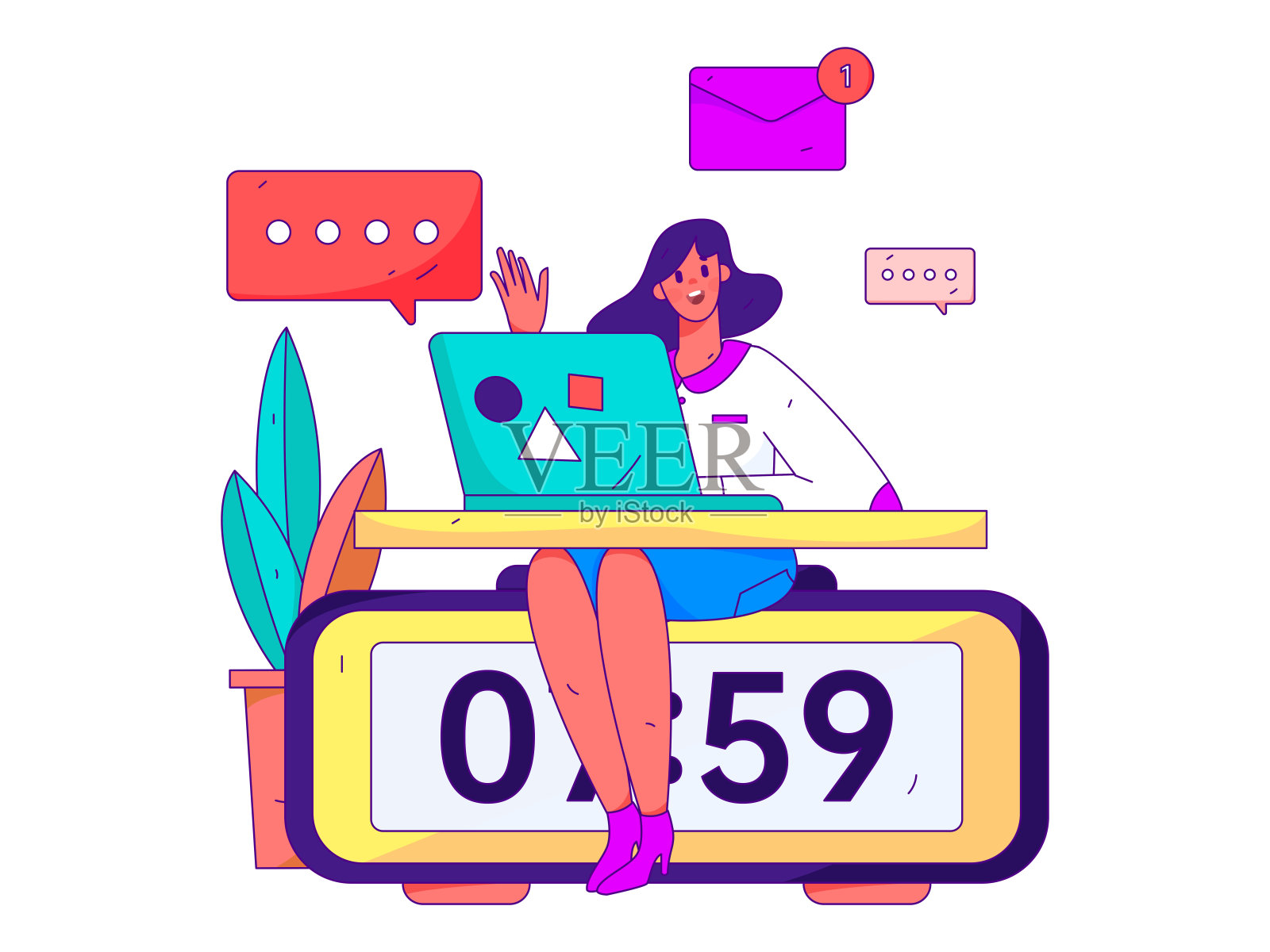 家庭室内人物场景平面矢量概念操作手绘插画插画图片素材