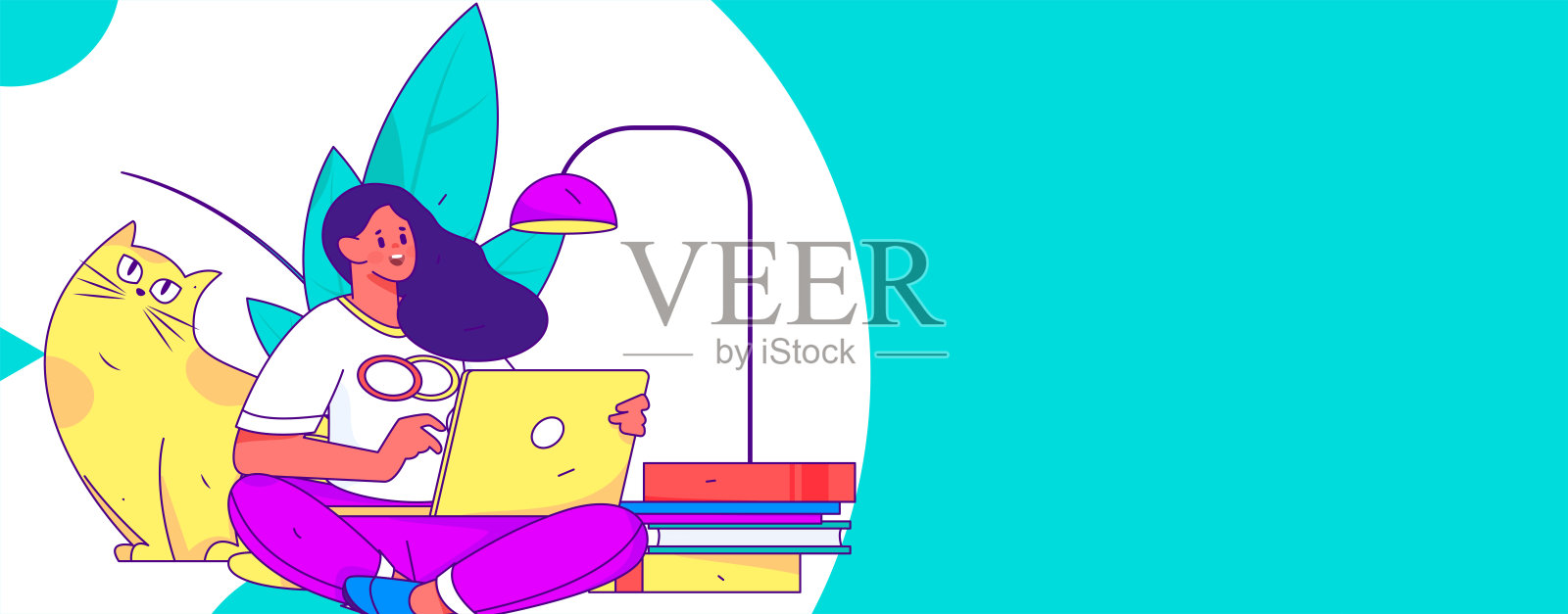 家庭室内人物场景平面矢量概念操作手绘插画插画图片素材