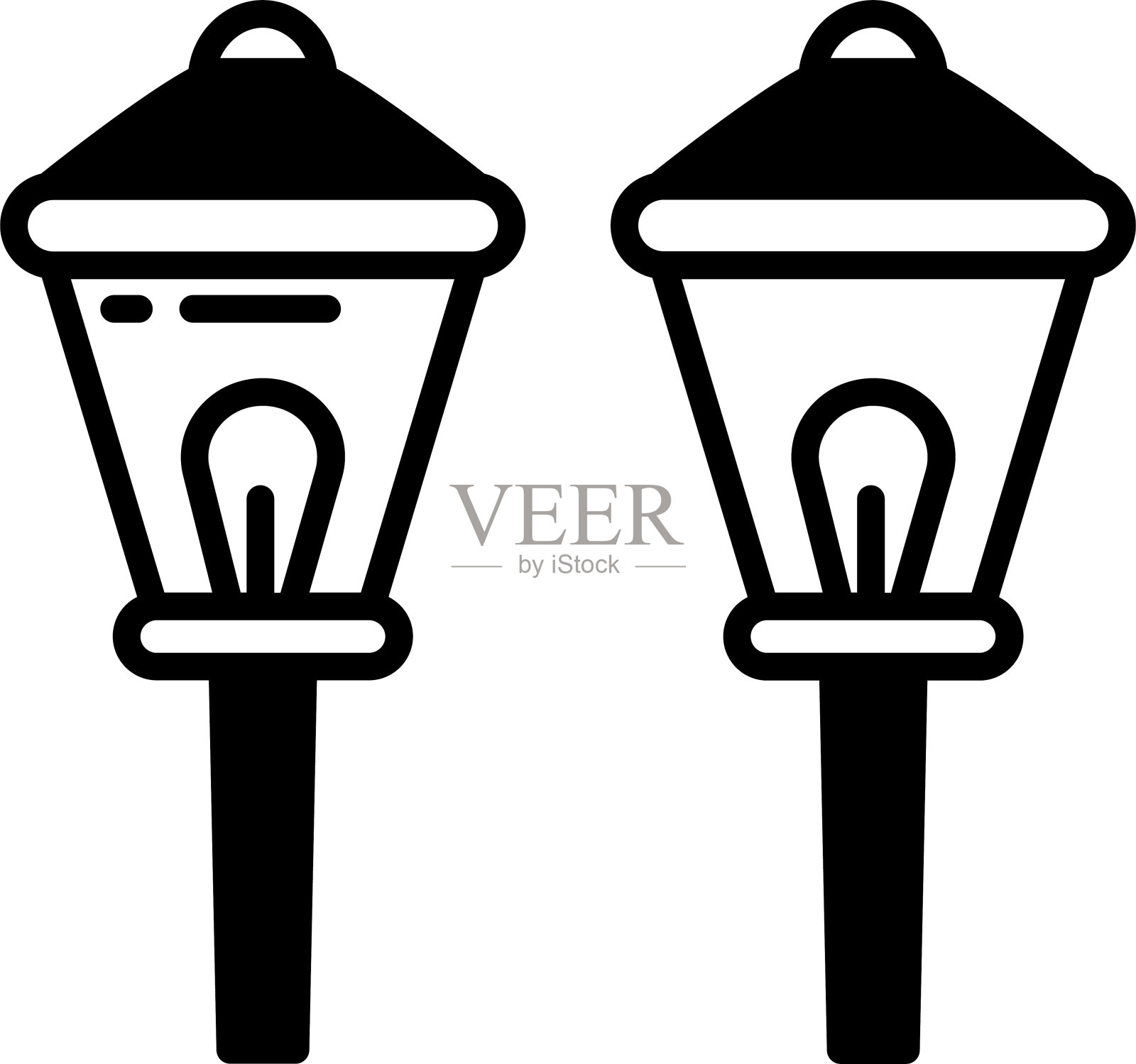路灯字形和线矢量插图插画图片素材