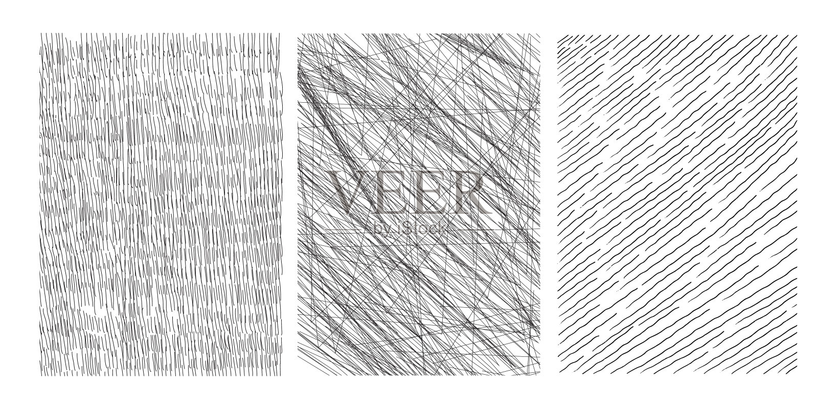 集横线纹理孤立，手绘插画图片素材