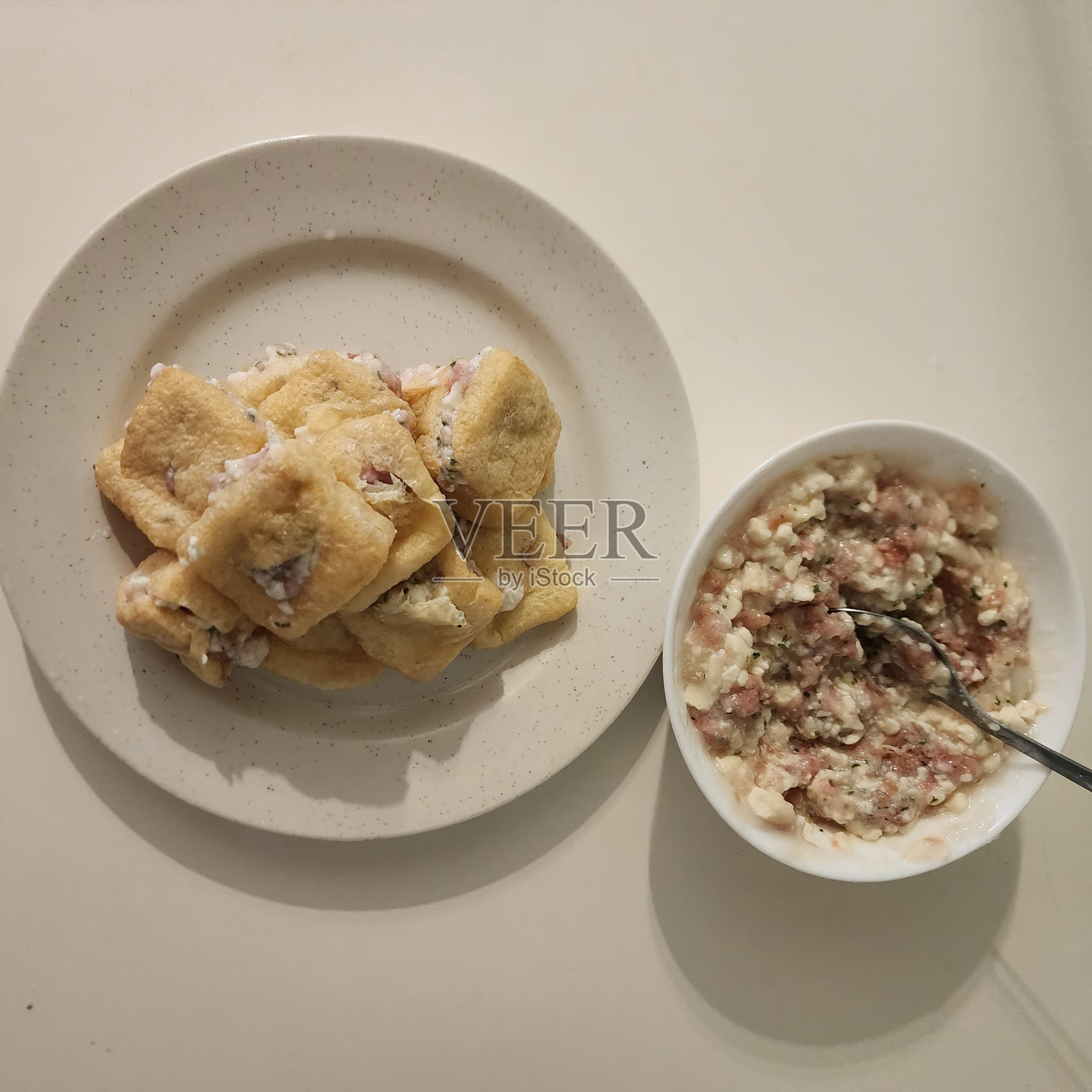 鱼糜酱肉糜豆腐照片摄影图片