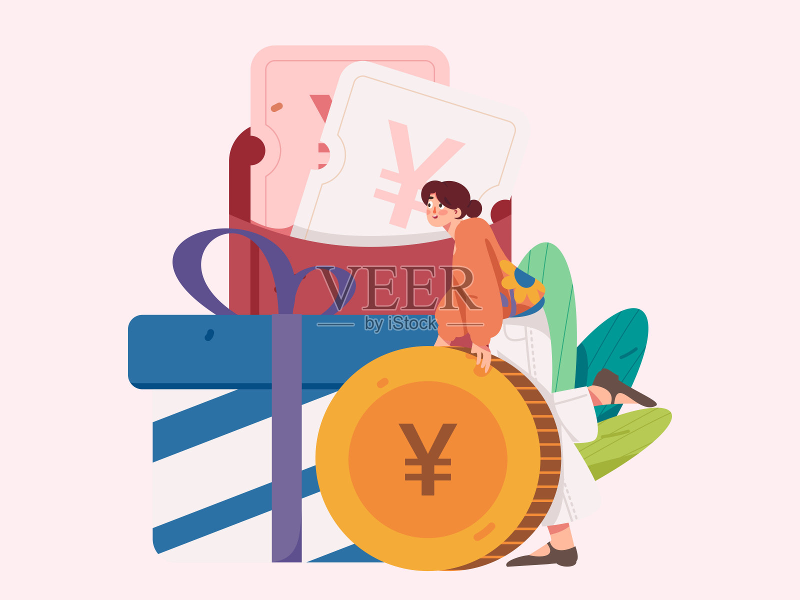 邀请朋友帮助获得红包的好处矢量平面字符插图插画图片素材