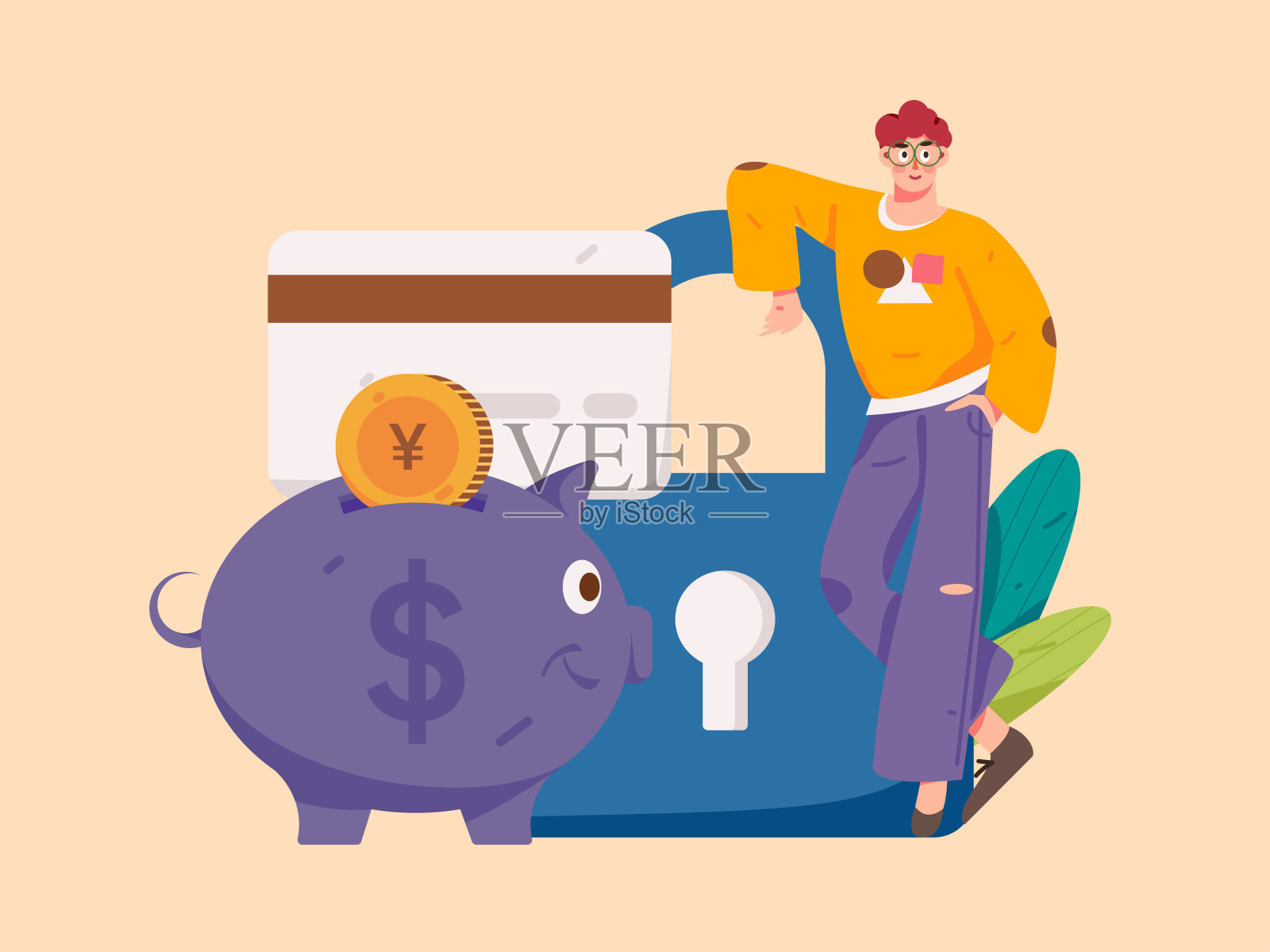 信用卡账单字符平面矢量概念操作手绘插图插画图片素材