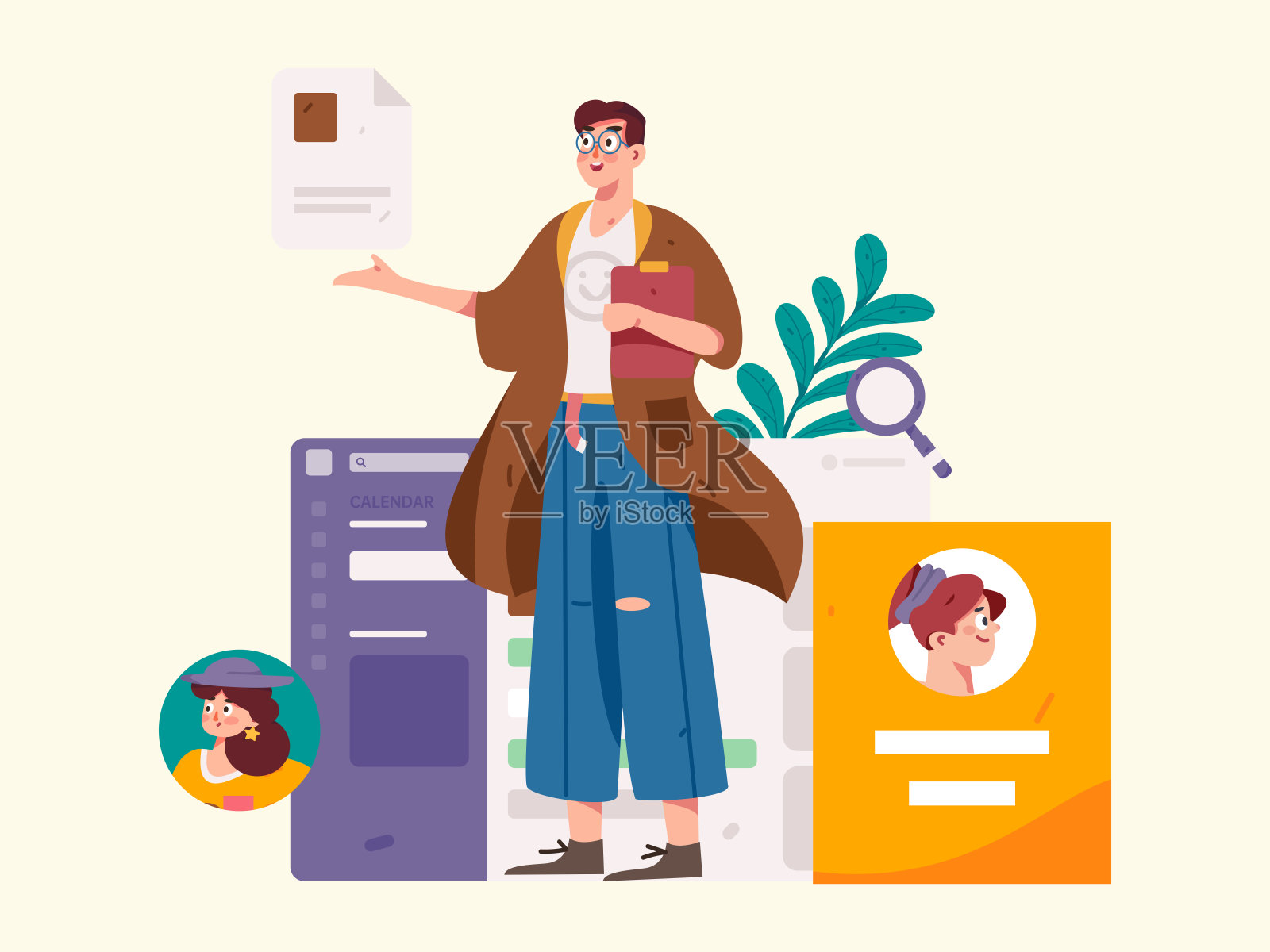 人员面试平面矢量概念操作手绘插图插画图片素材