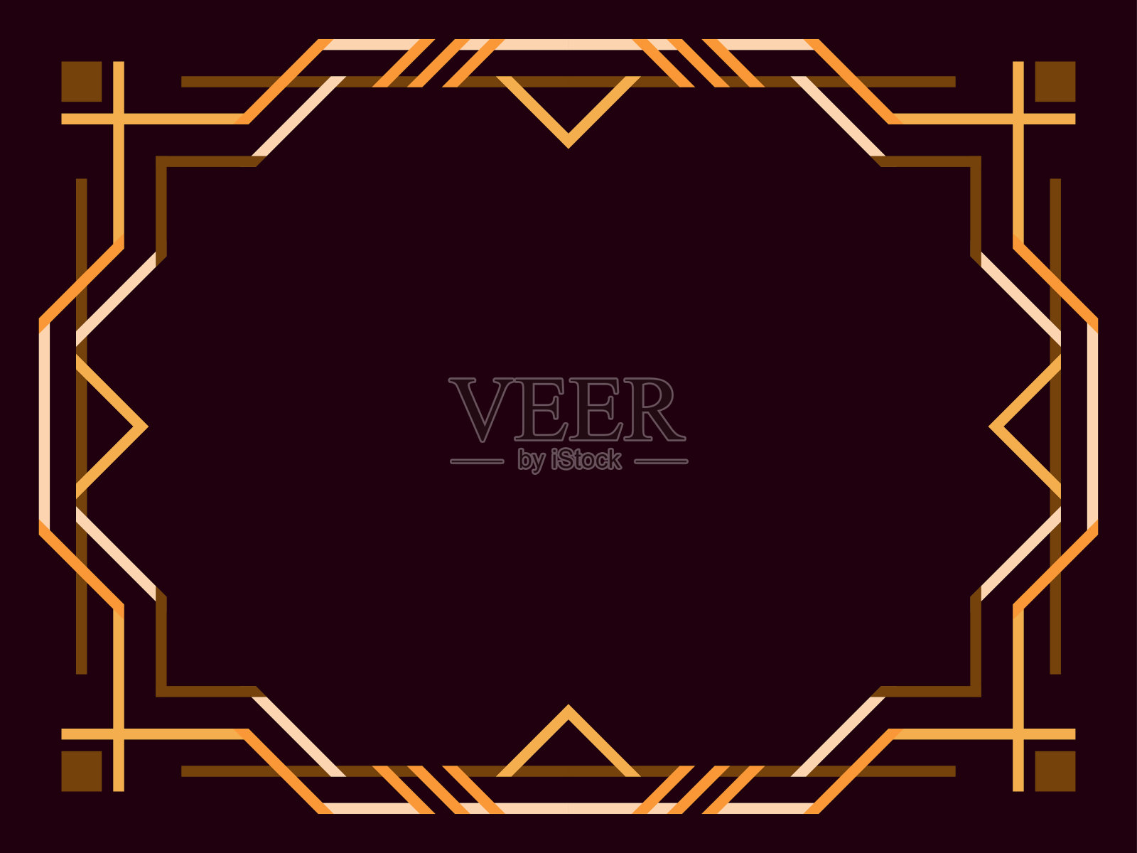 装饰艺术框架。复古的线性边框。线条艺术风格的金色几何框架，为文本留出空间。设计一个模板的邀请，传单和贺卡。矢量图插画图片素材