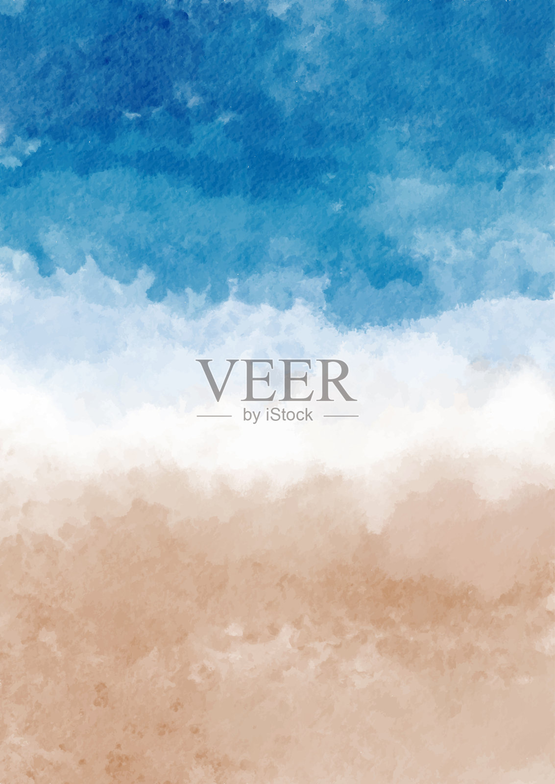 手绘水彩画抽象海滩主题的背景插画图片素材