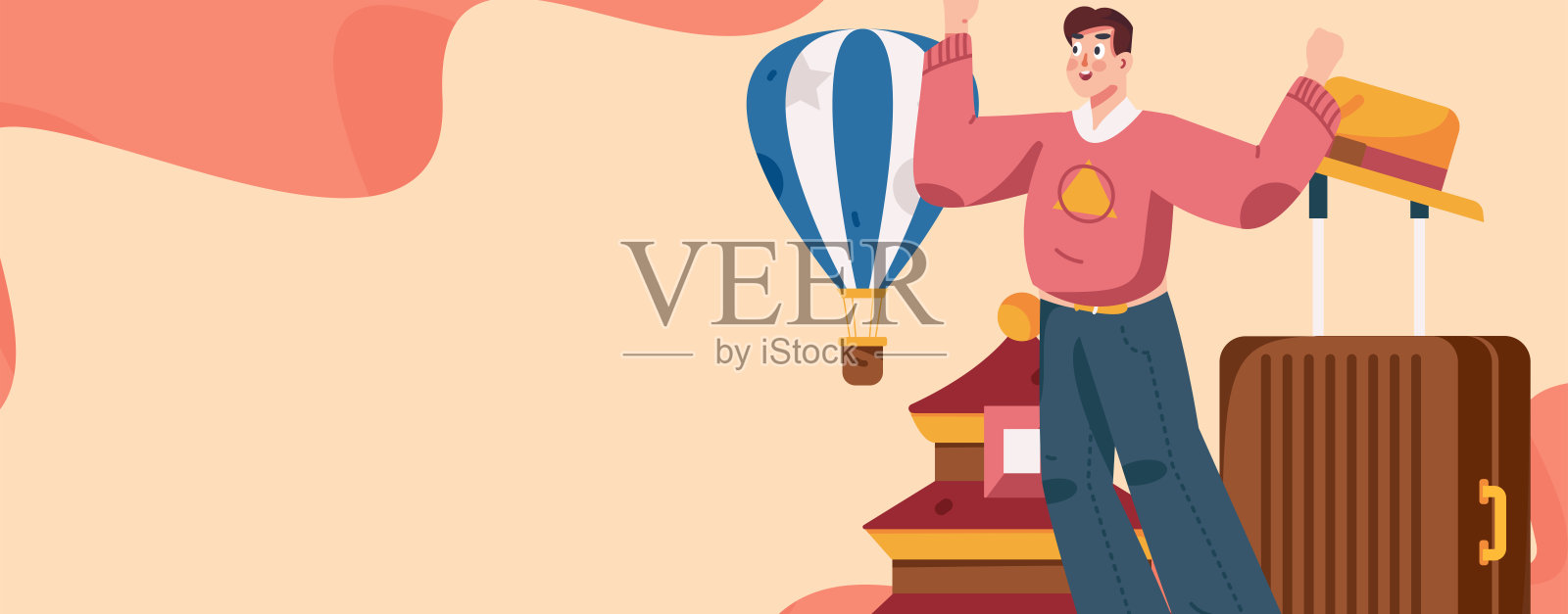 假期旅游旅游人物互联网背景矢量手绘插画插画图片素材