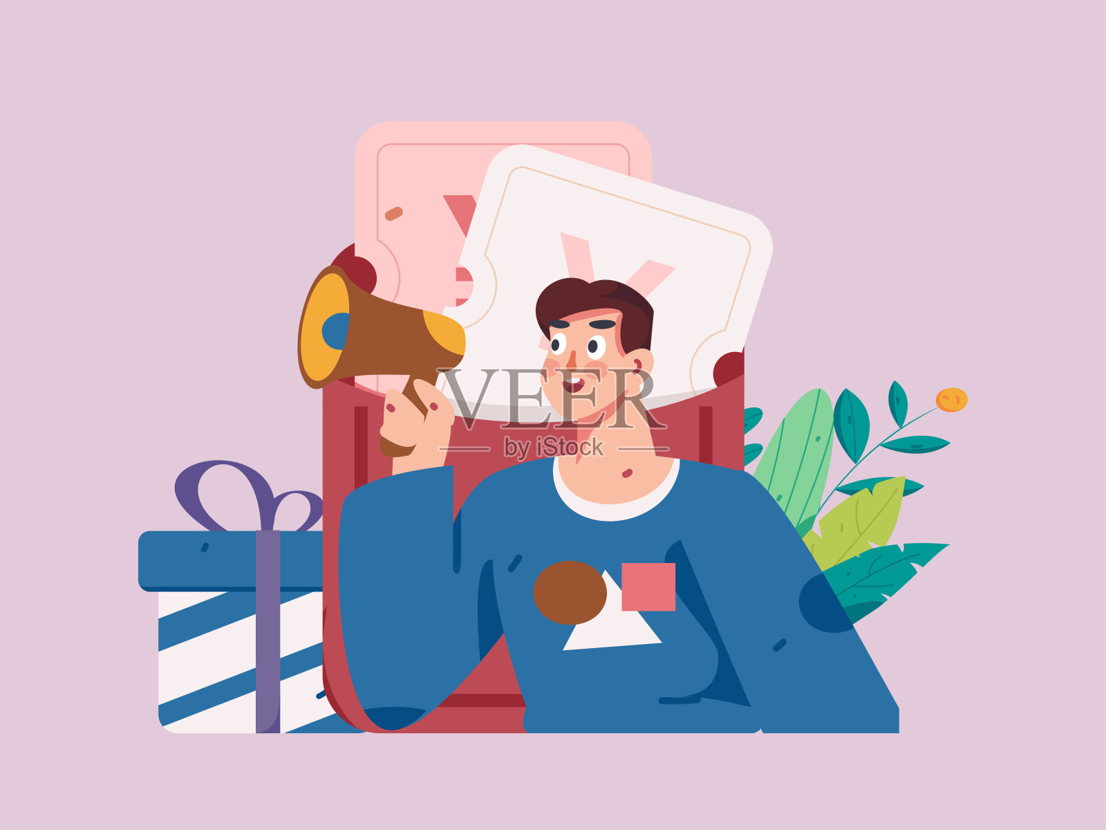 假日购物的人做电子商务网上购物平面矢量概念操作手绘插图插画图片素材