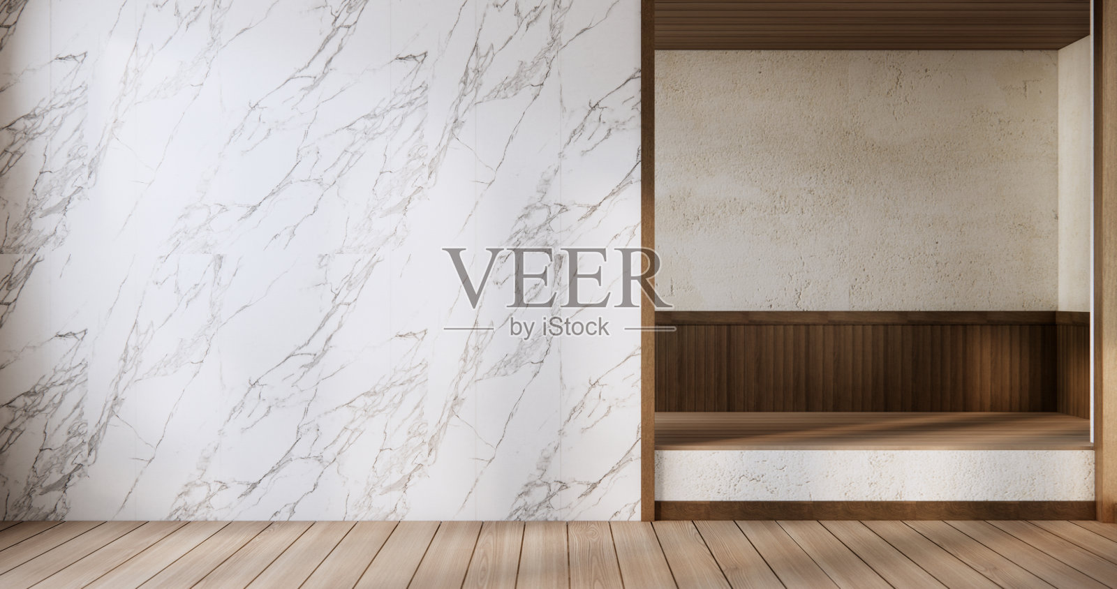 极简主义室内与木制日本空墙背景模型照片摄影图片