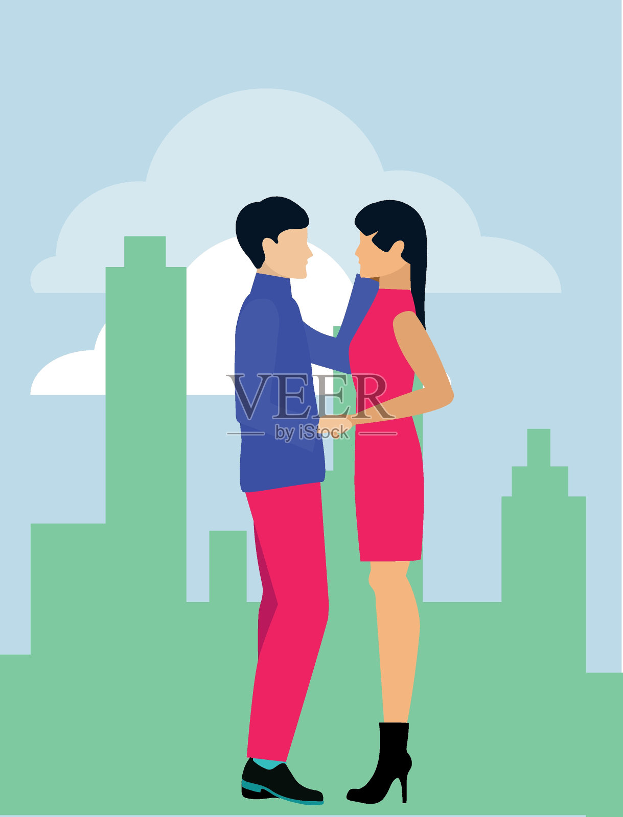 这对夫妇正在演一场浪漫的戏。插画图片素材