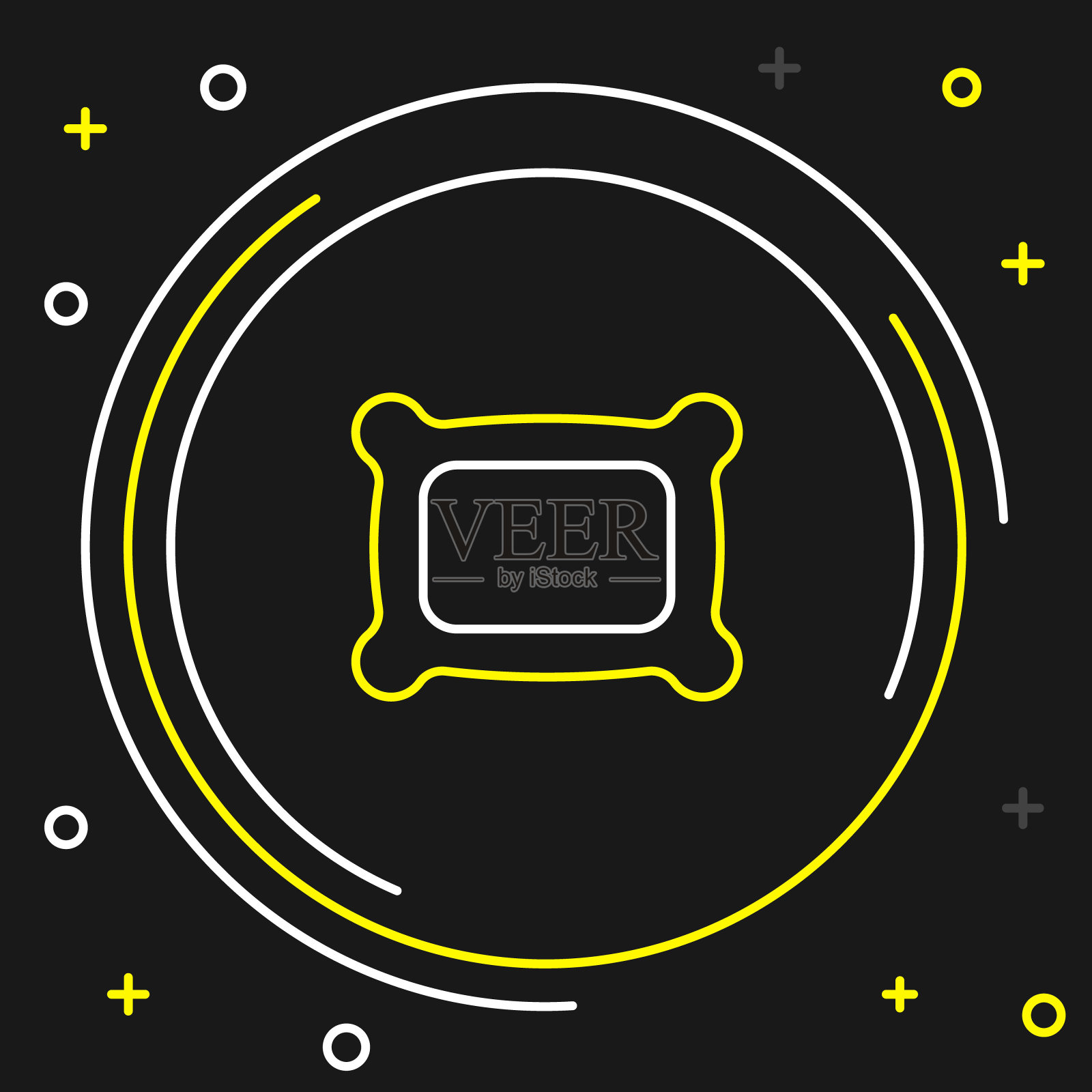 线矩形枕头图标孤立的黑色背景。缓解的迹象。骨科枕头。色彩缤纷的轮廓概念。向量插画图片素材