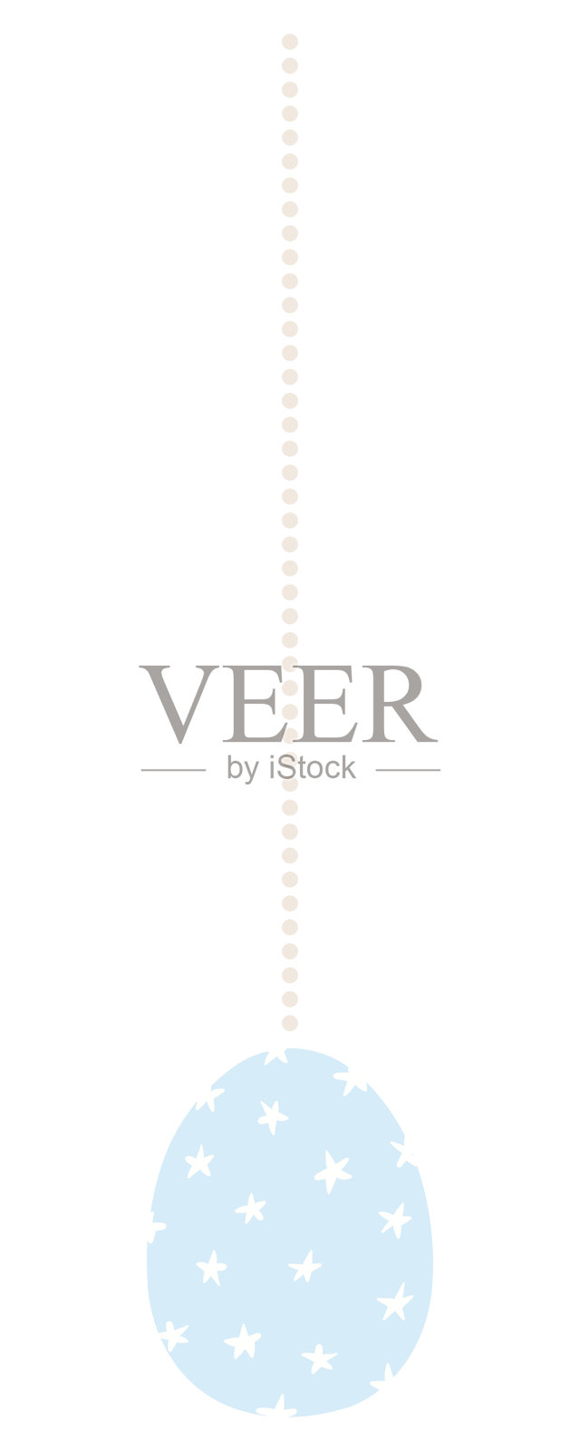 彩色复活节彩蛋挂在一根绳子上手绘插图插画图片素材