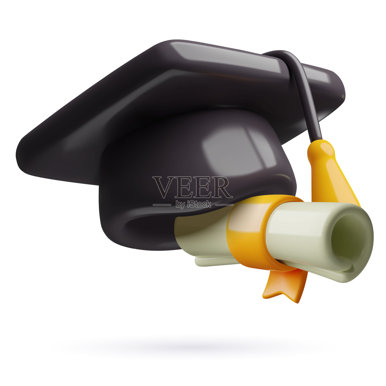 3d学位帽和文凭插画图片素材