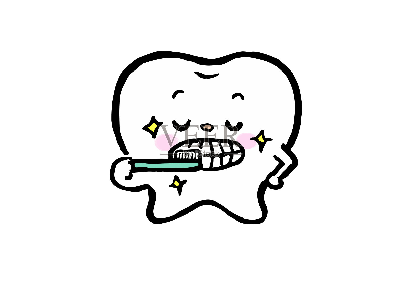 手绘人物刷牙插图插画图片素材